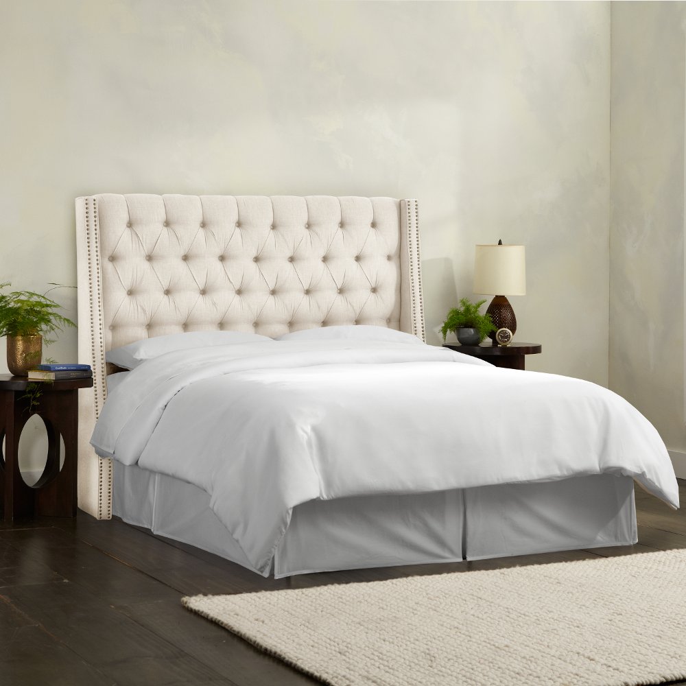 Riley Cream Tufted Wingback California King Headboard - Skyline Furniture