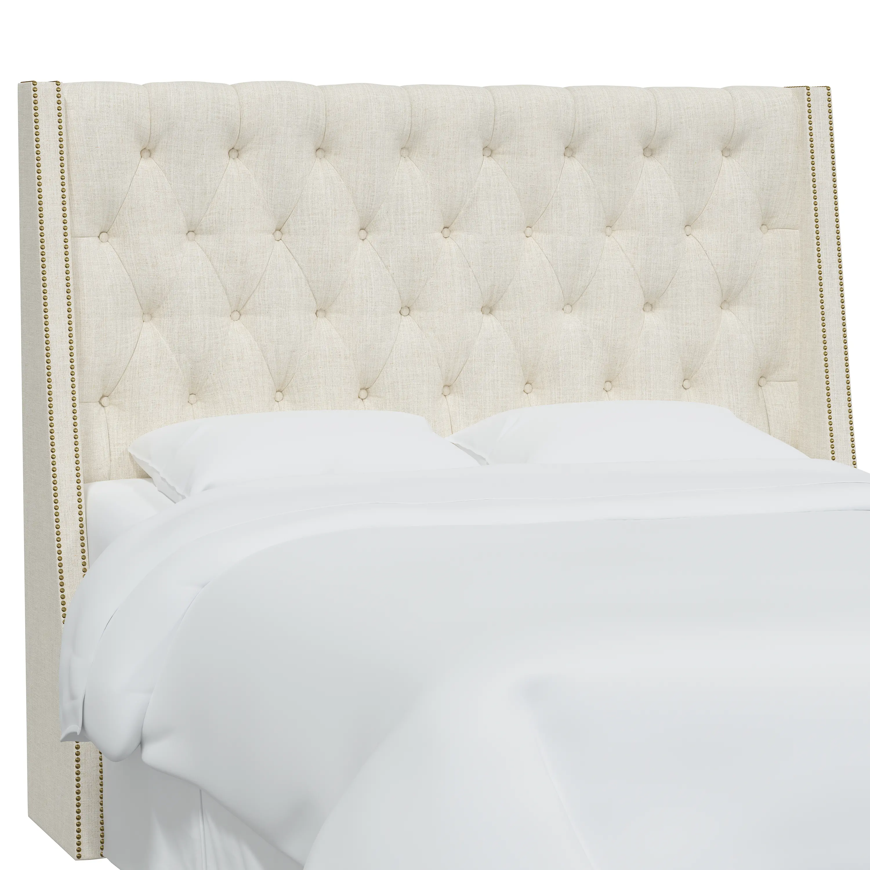 121NB-BRLNNTLC Riley Cream Tufted Wingback Full Headboard - Skyline Furniture-3