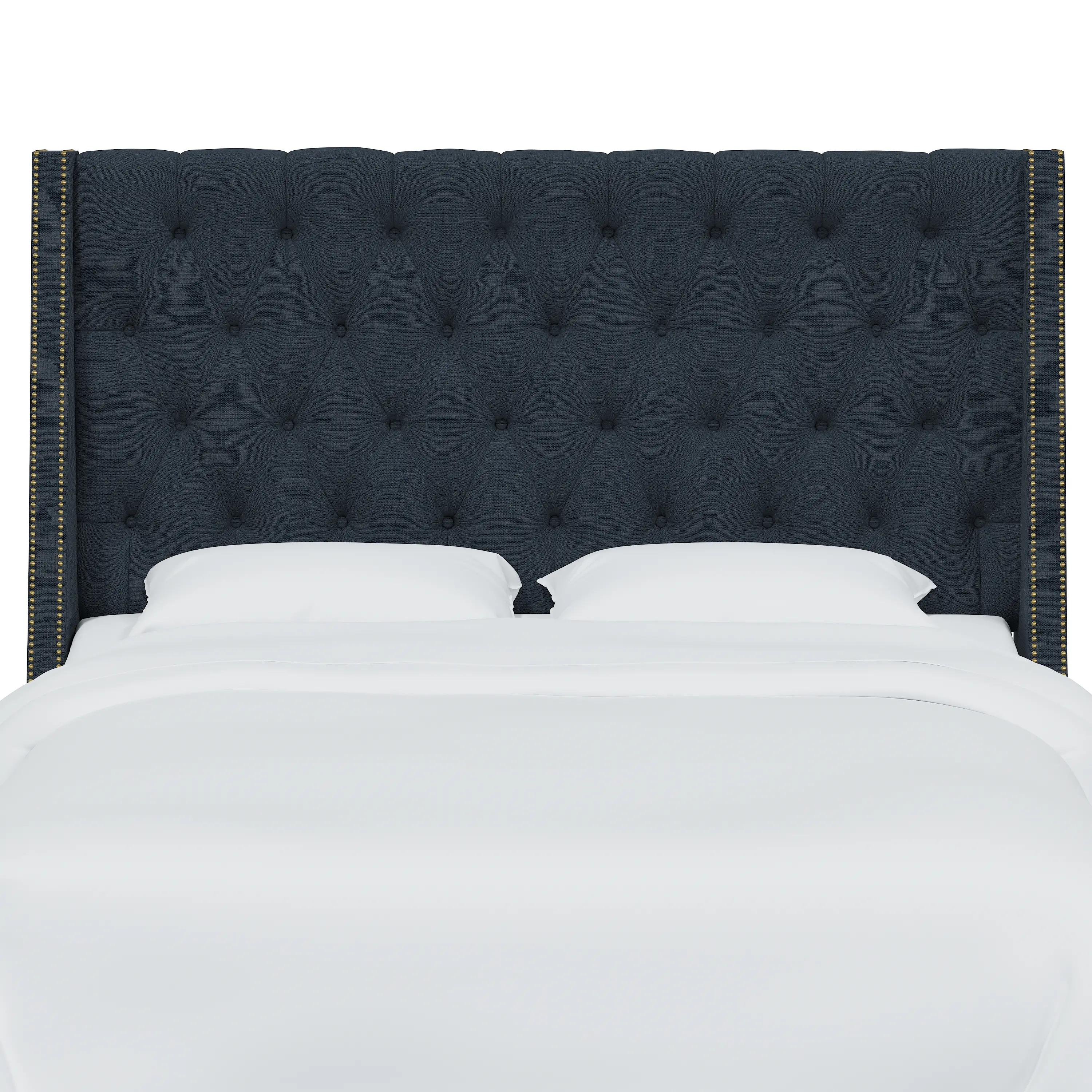 122NB-BRLNNNV Riley Navy Tufted Wingback Queen Headboard - Skyline Furniture-2