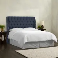 120NB-BRLNNNV Riley Navy Tufted Wingback Twin Headboard - Skyline Furniture