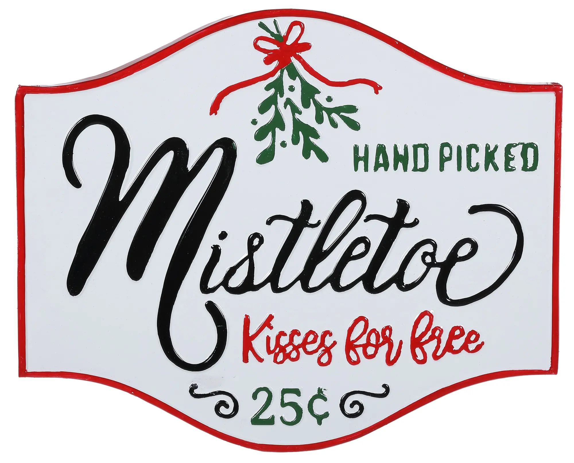 Red, Green, White and Black Mistletoe Kisses Wall Decoration-1