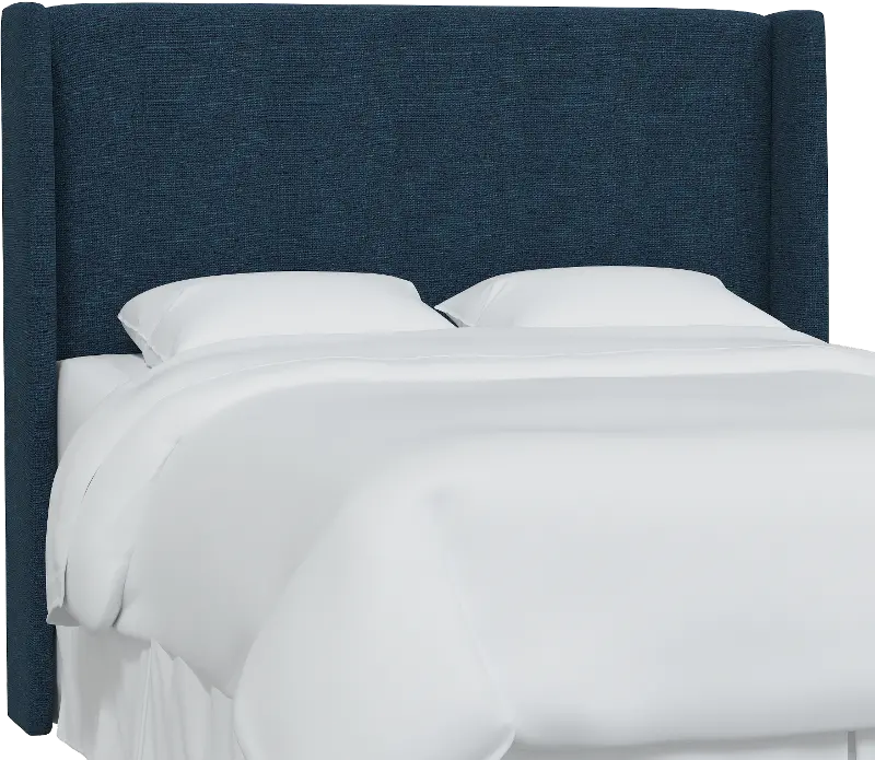 Tiffany Navy Curved Wingback Full Headboard - Skyline Furniture