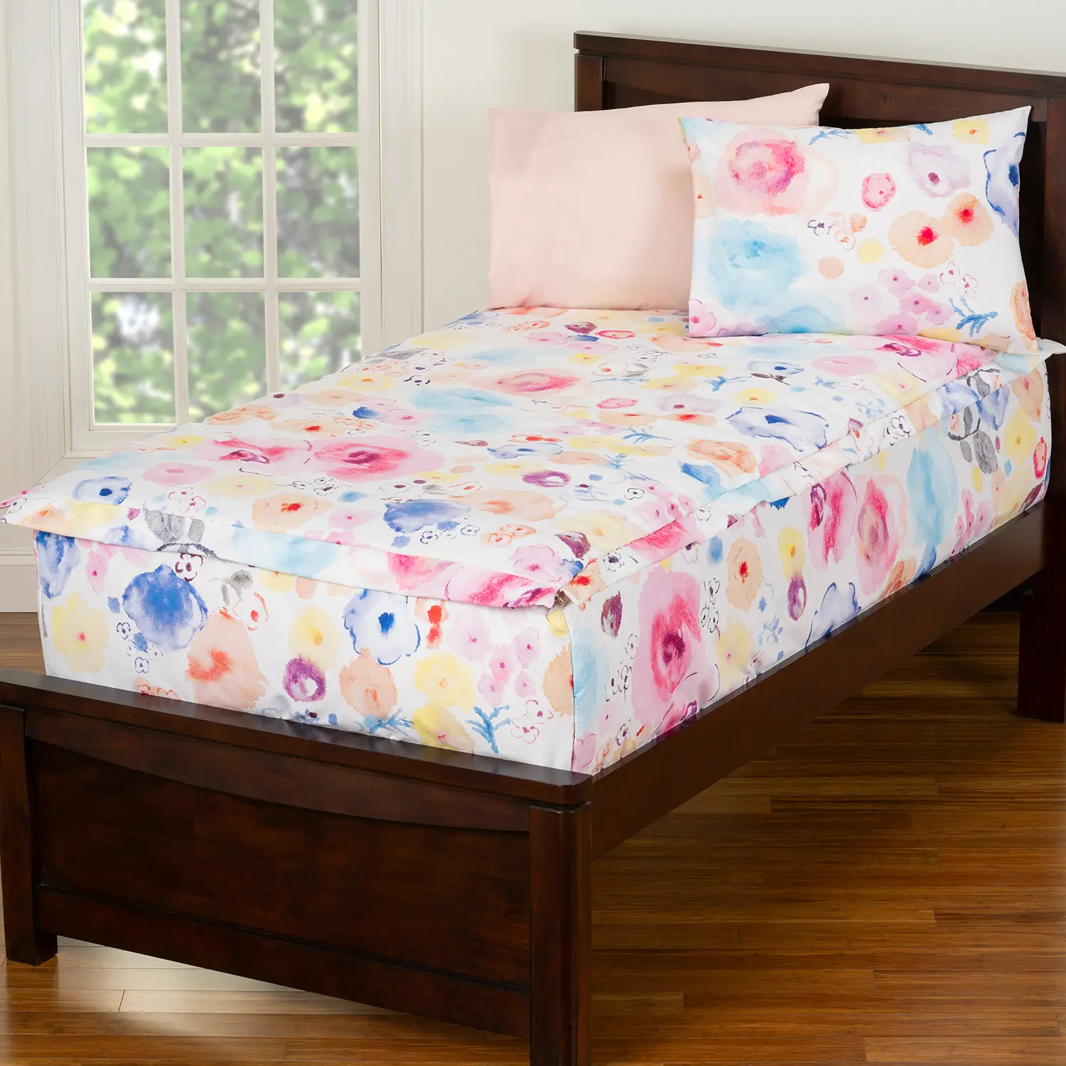 White and Pink Polka Dot Full Poppies Bunkie Deluxe Bedding-1