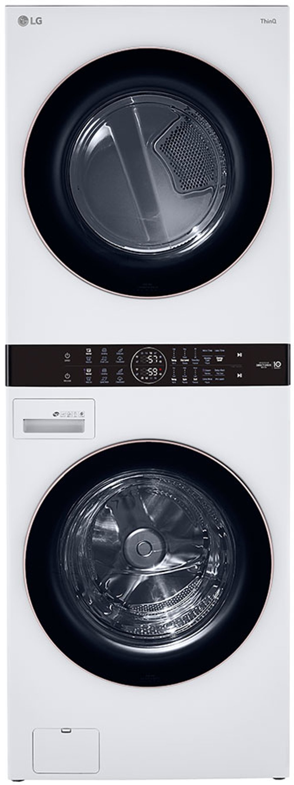 LG WashTower with Center Control 4.5 cu. ft. Washer and 7.4 cu. ft. Gas Dryer - White