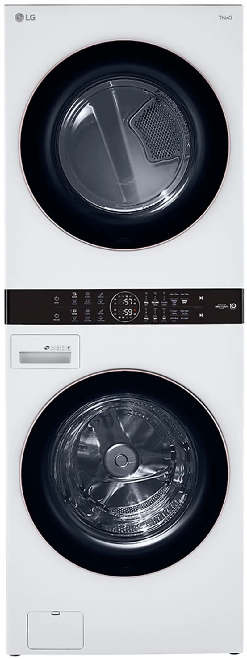 LG WashTower with Center Control 4.5 cu. ft. Washer and 7.4 cu. ft. Gas Dryer - White