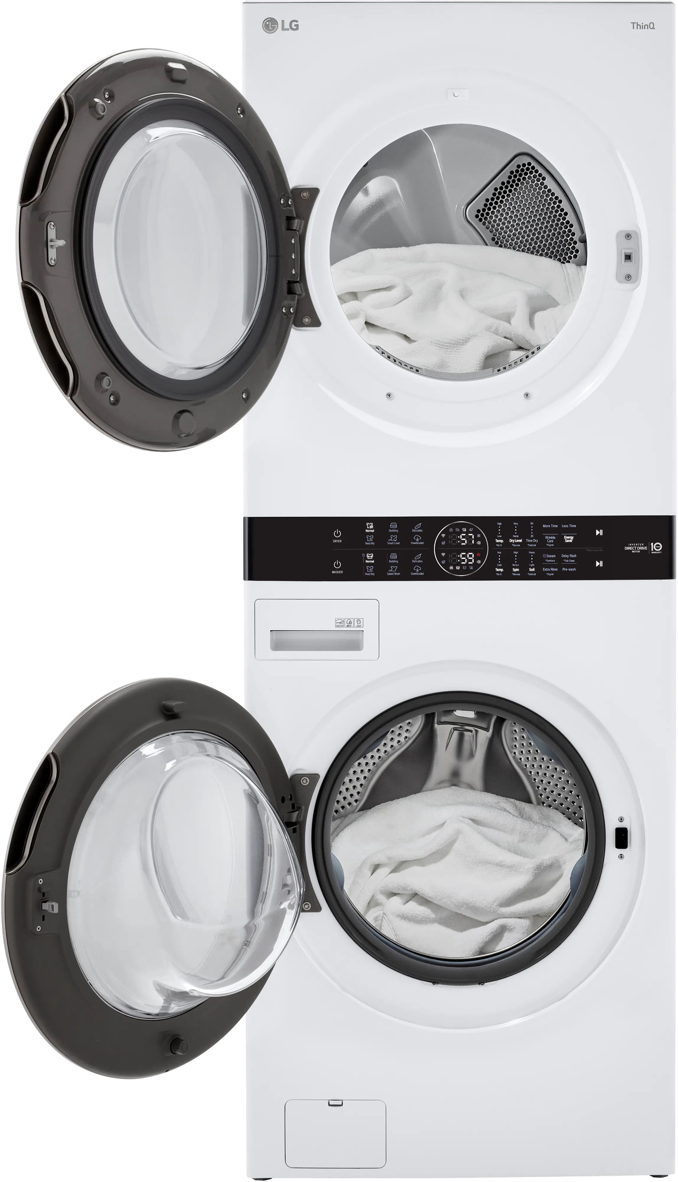 WKG101HWA LG WashTower with Center Control 4.5 cu. ft. Washer and 7.4 cu. ft. Gas Dryer - White-3