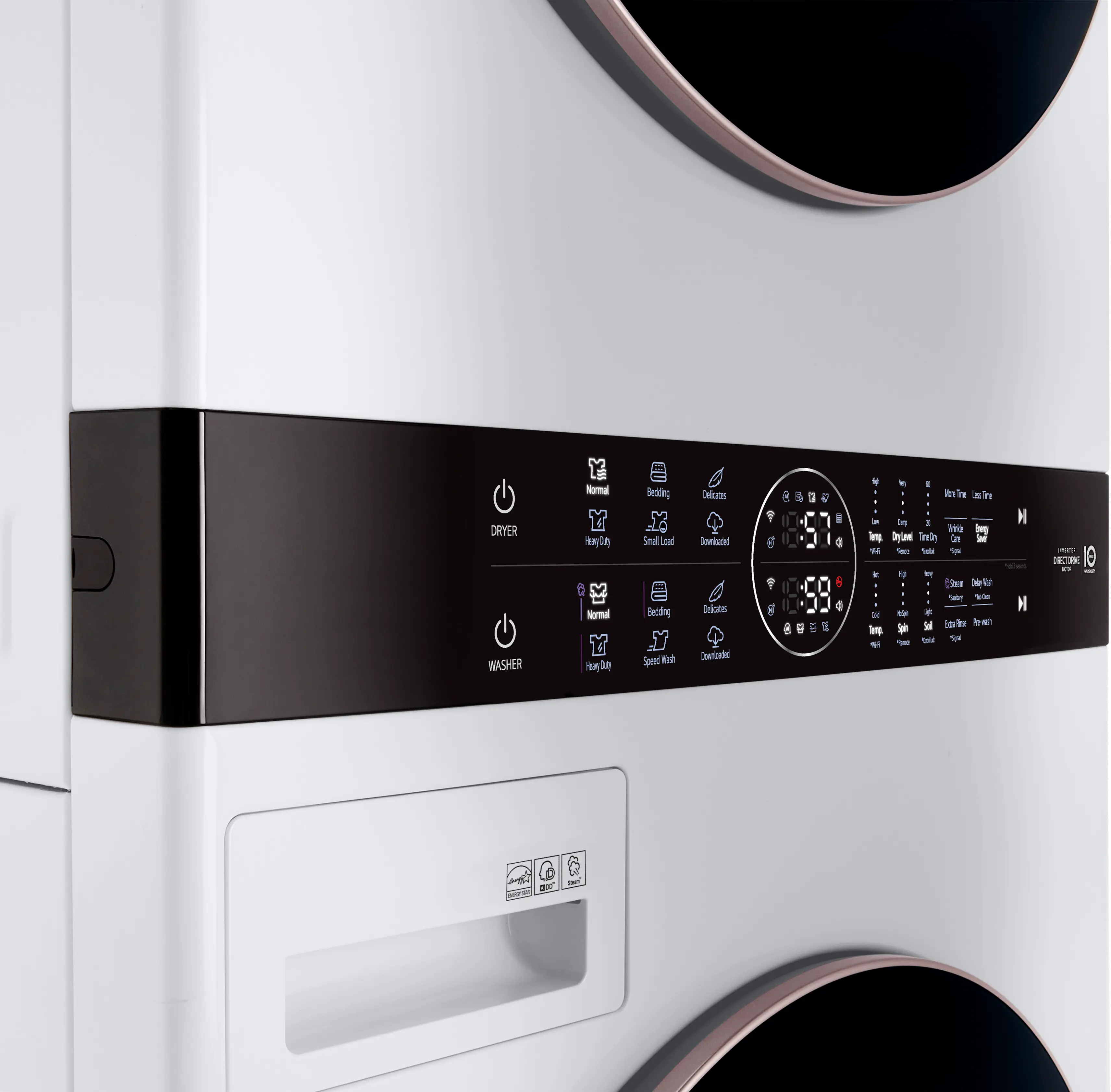 WKG101HWA LG WashTower with Center Control 4.5 cu. ft. Washer and 7.4 cu. ft. Gas Dryer - White-5