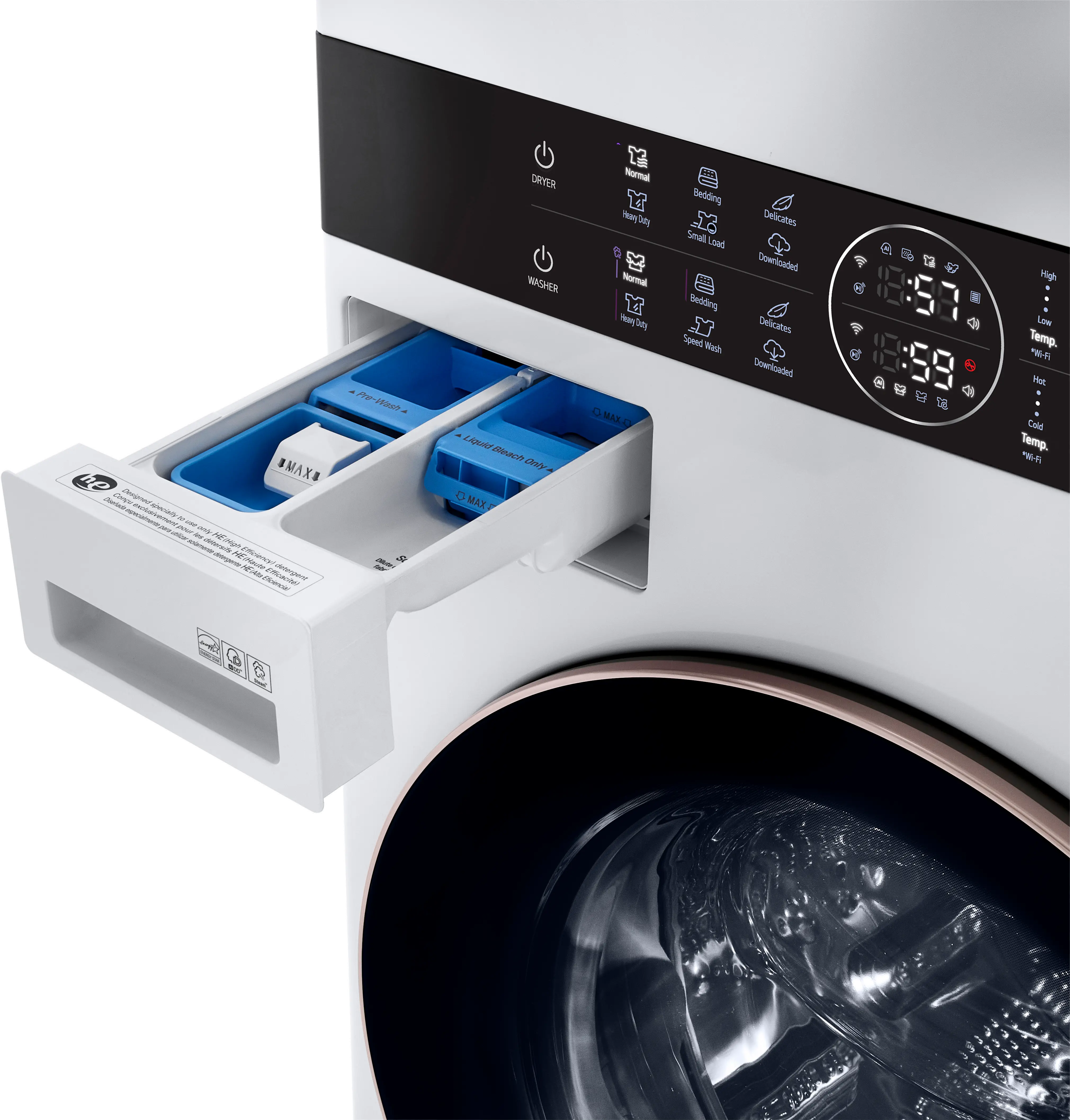 WKG101HWA LG WashTower with Center Control 4.5 cu. ft. Washer and 7.4 cu. ft. Gas Dryer - White-7