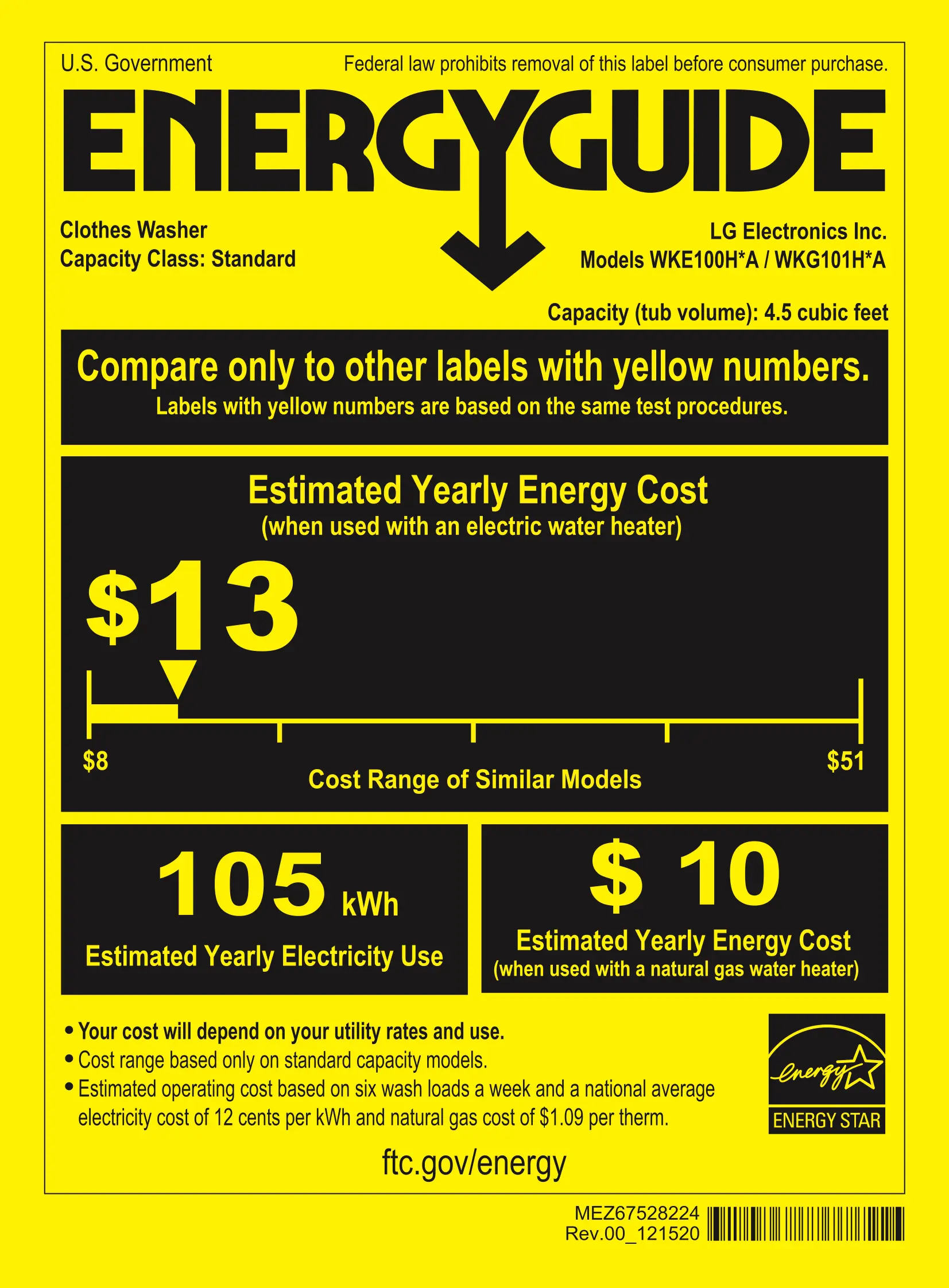 WKG101HWA LG WashTower with Center Control 4.5 cu. ft. Washer and 7.4 cu. ft. Gas Dryer - White-9