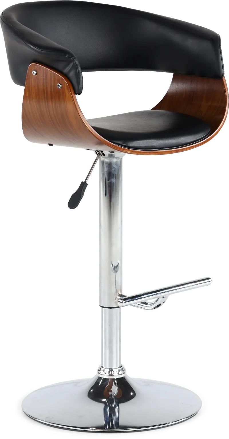 Paris Black and Walnut Adjustable Bar Stool