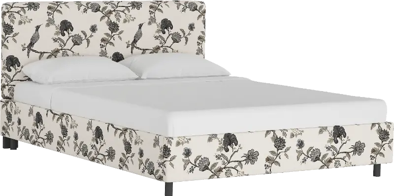 Brianna Black Bird Floral Full Platform Bed - Skyline Furniture