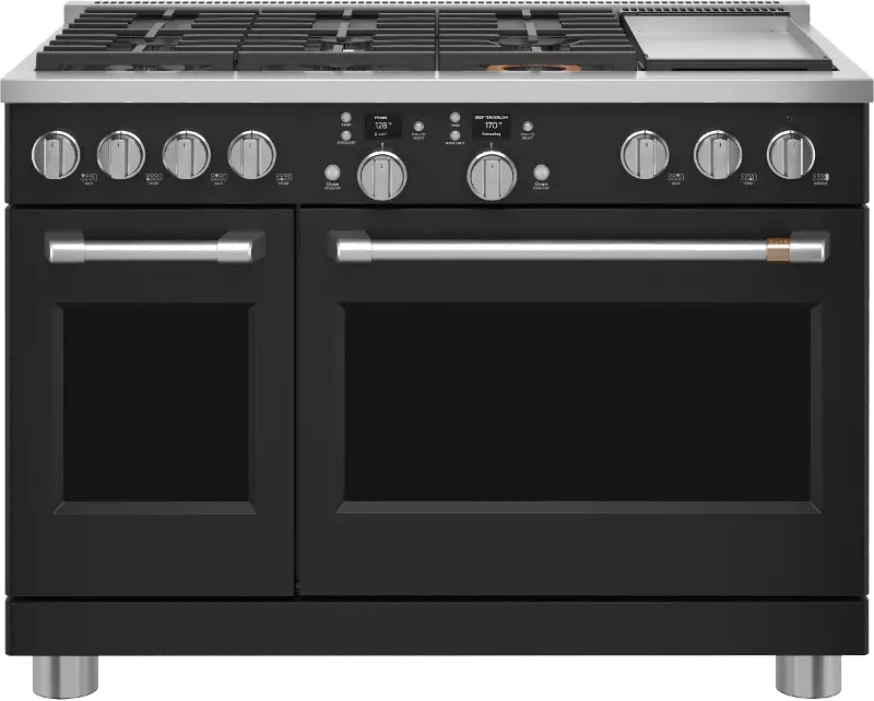 Cafe 8.25 cu ft Double Oven Dual Fuel Range - Matte Black 48 Inch