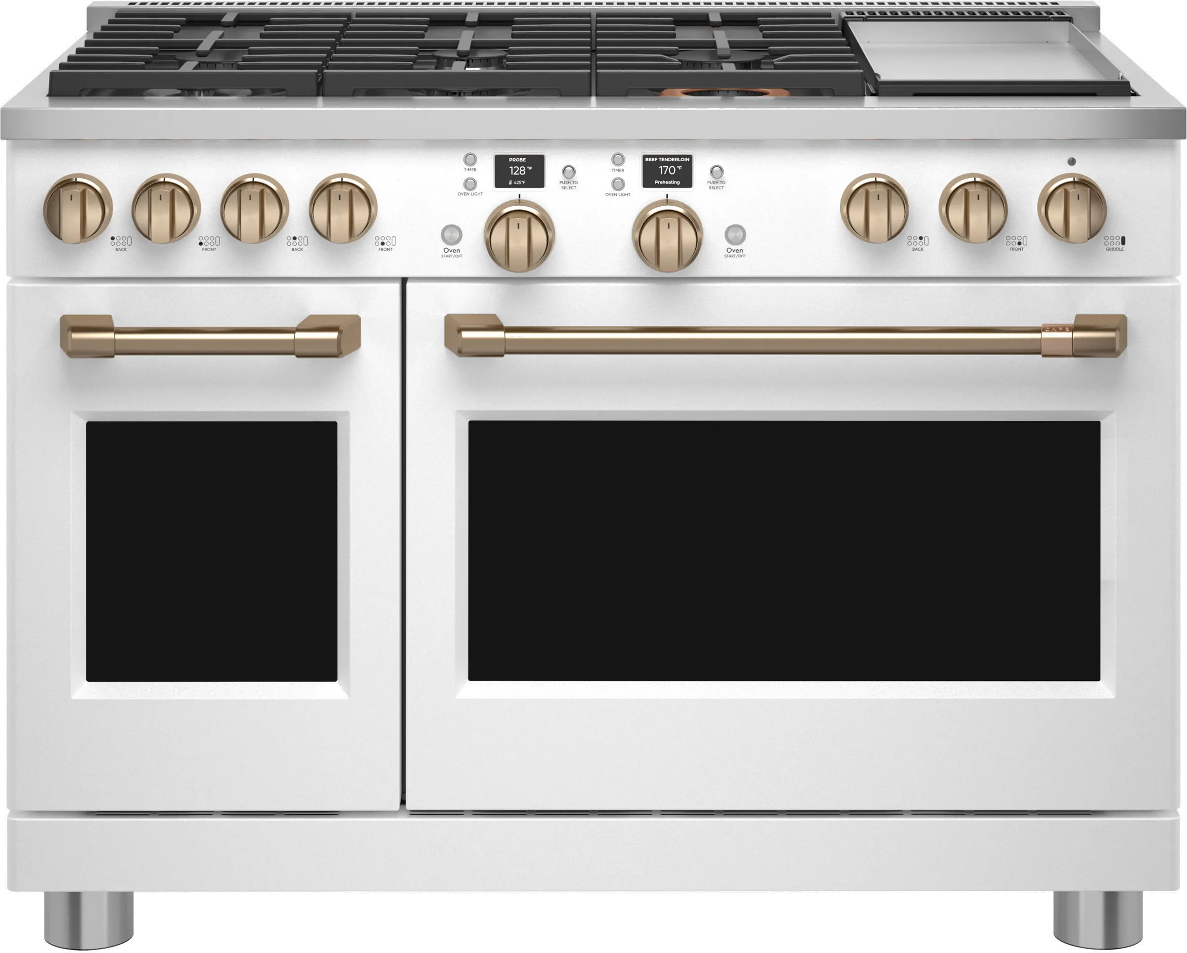 C2Y486P4TW2 Cafe 8.25 cu ft Double Oven Dual Fuel Range - Matte White 48 Inch-1