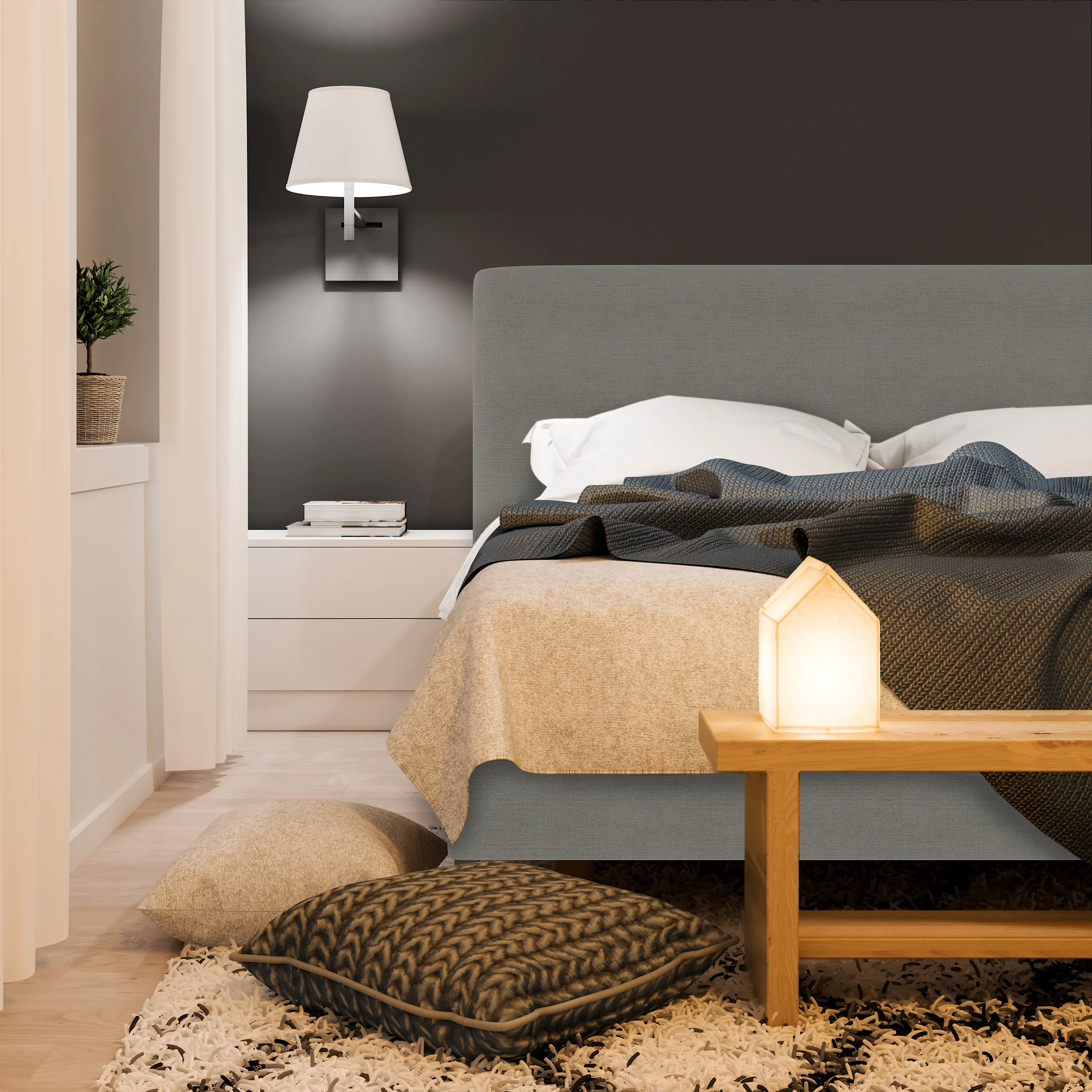 754PBDLNNGR Brianna Gray California King Platform Bed - Skyline Furniture-2