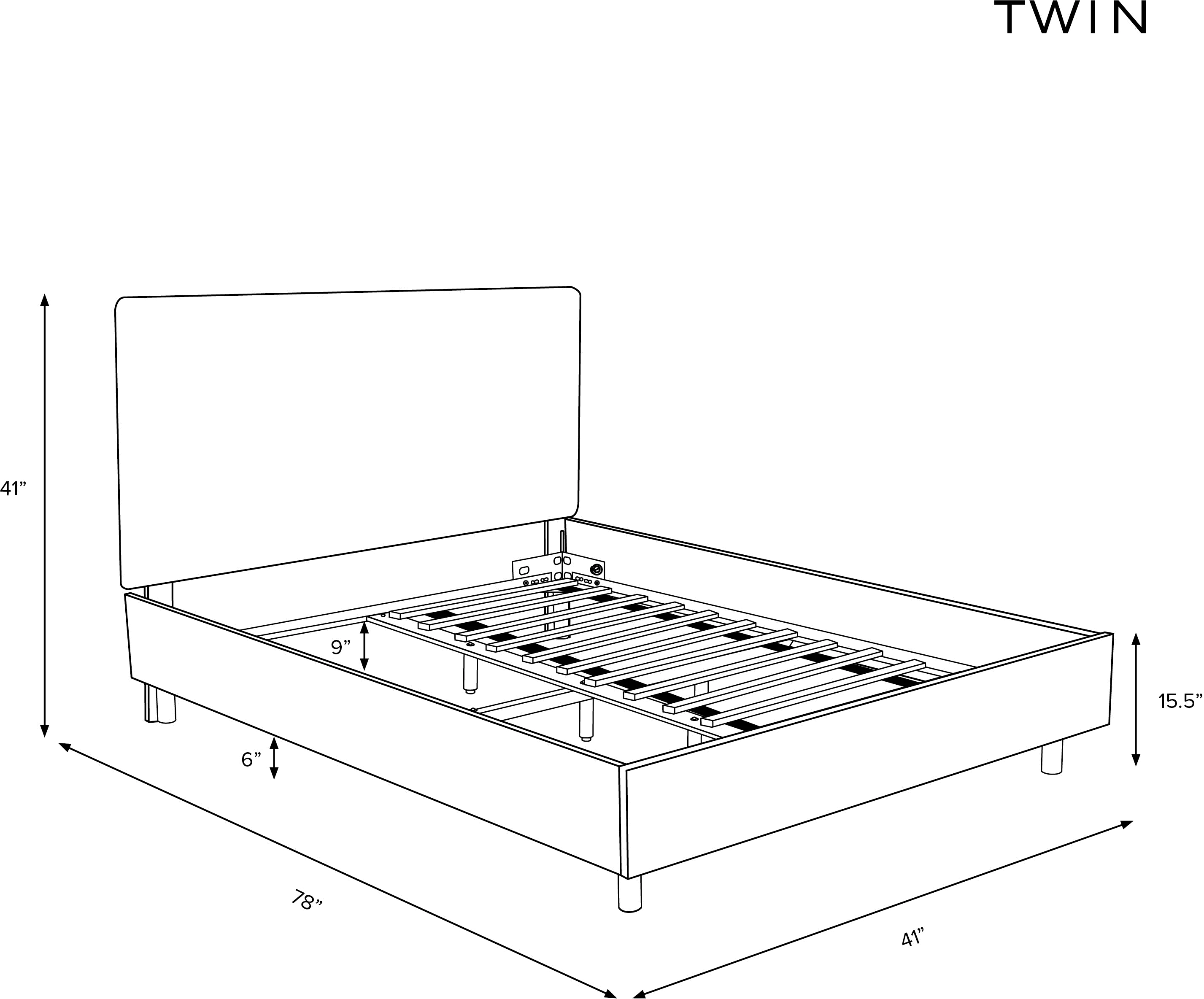 750PBDLNNGR Brianna Gray Twin Platform Bed - Skyline Furniture-7