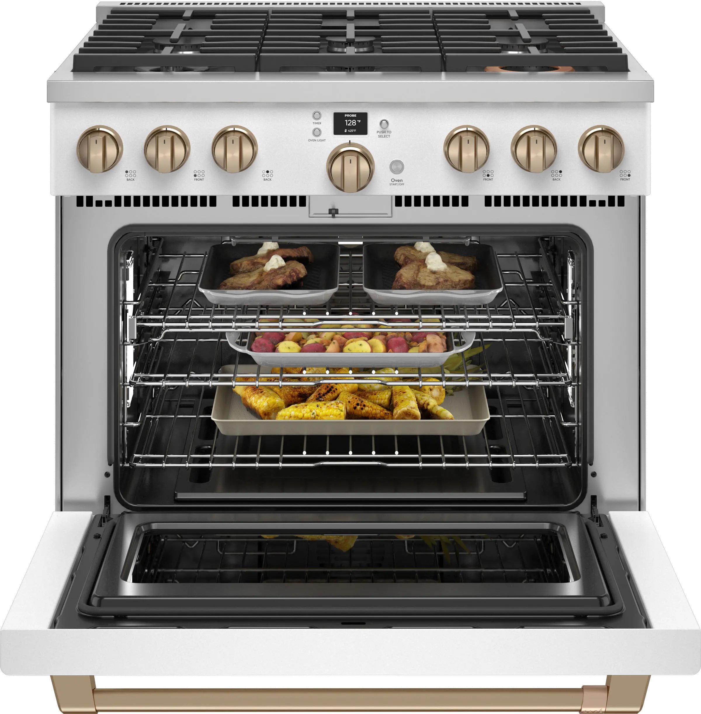 CGY366P4TW2 Cafe 6.2 cu ft Gas Range -  Matte White 36 Inch-3