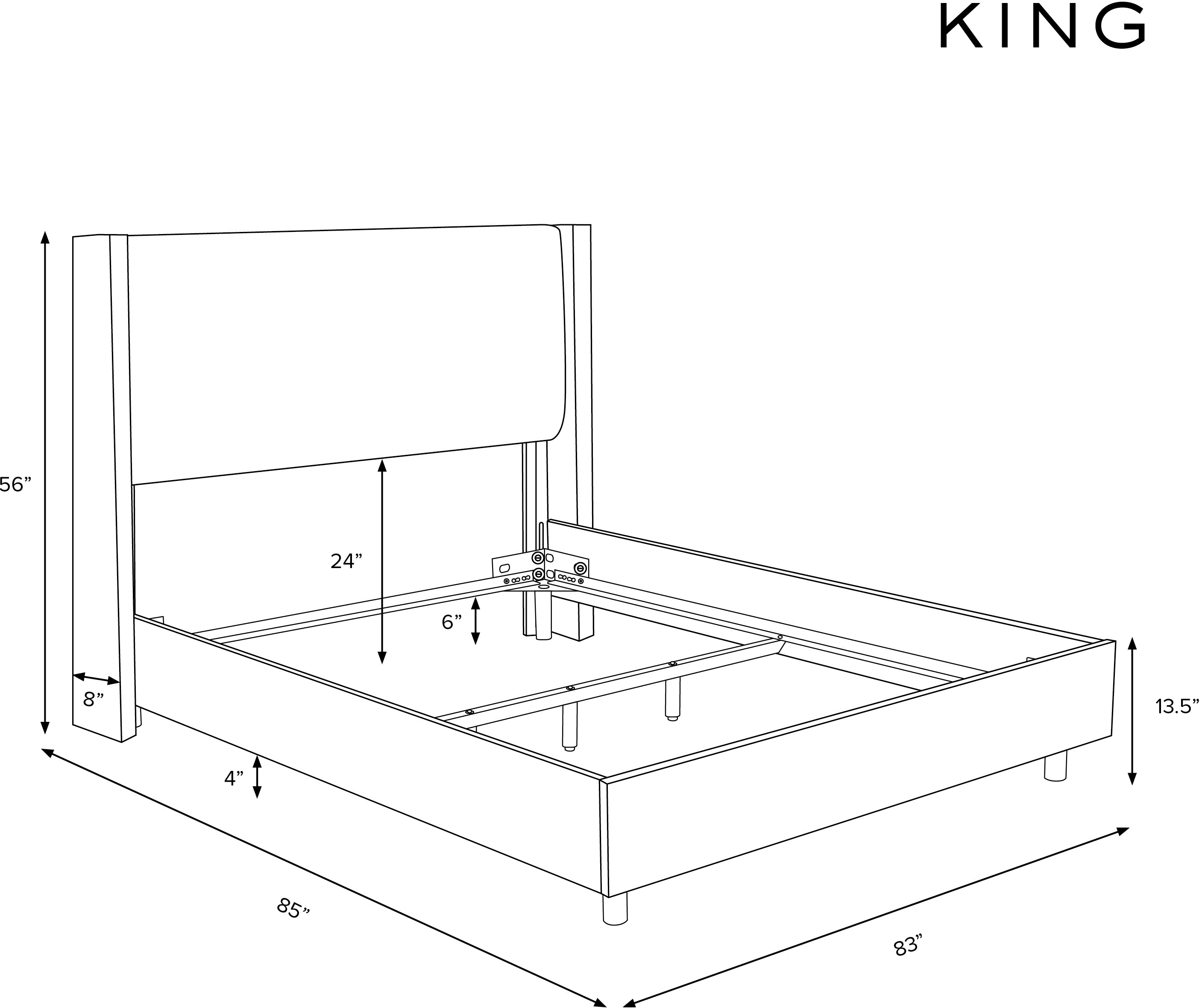 503BEDIKDCR Penelope Black Dot Straight Wingback King Bed - Skyline Furniture-6
