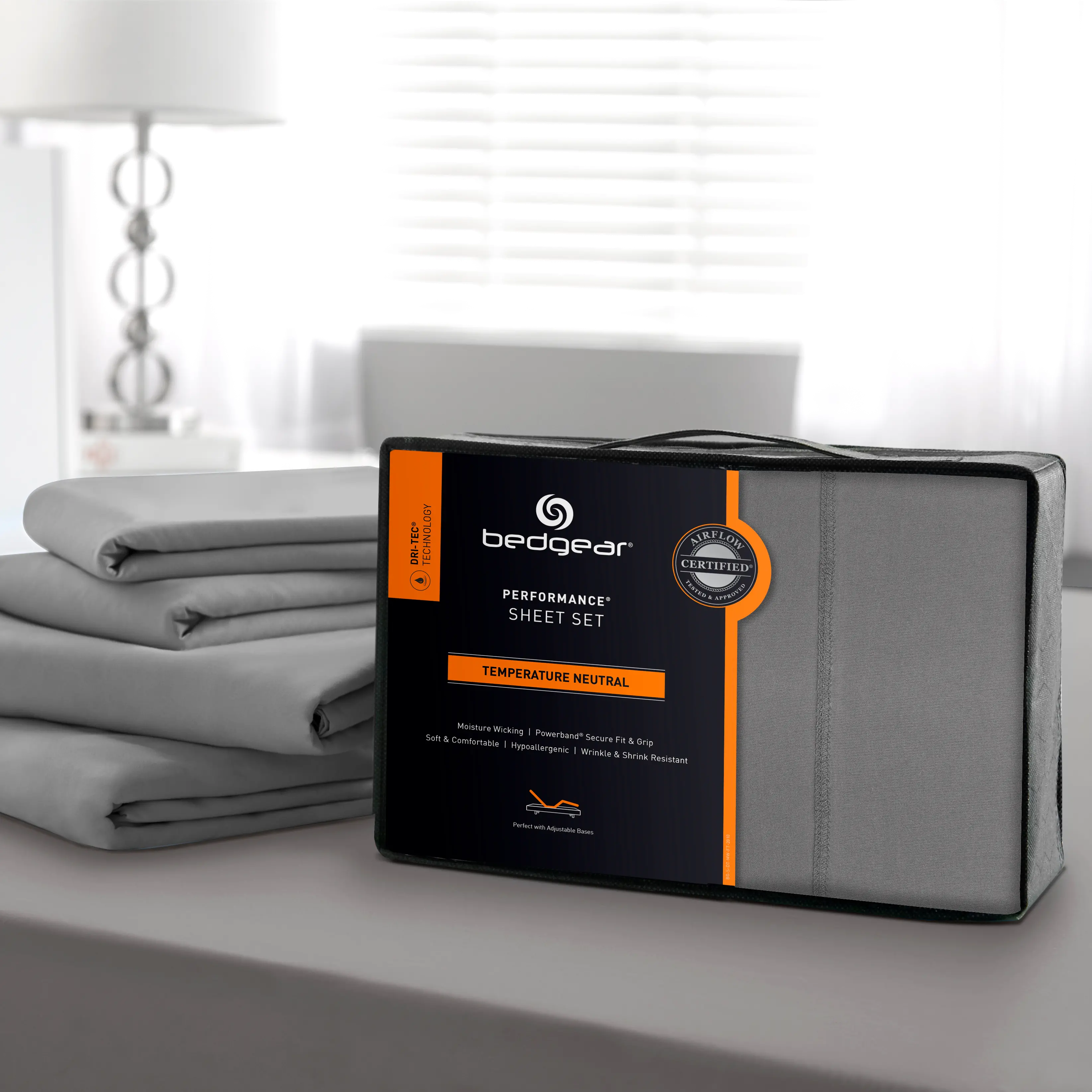 SPXASFF BedGear Gray Dri-Tec Performance Full Bed Sheets-6