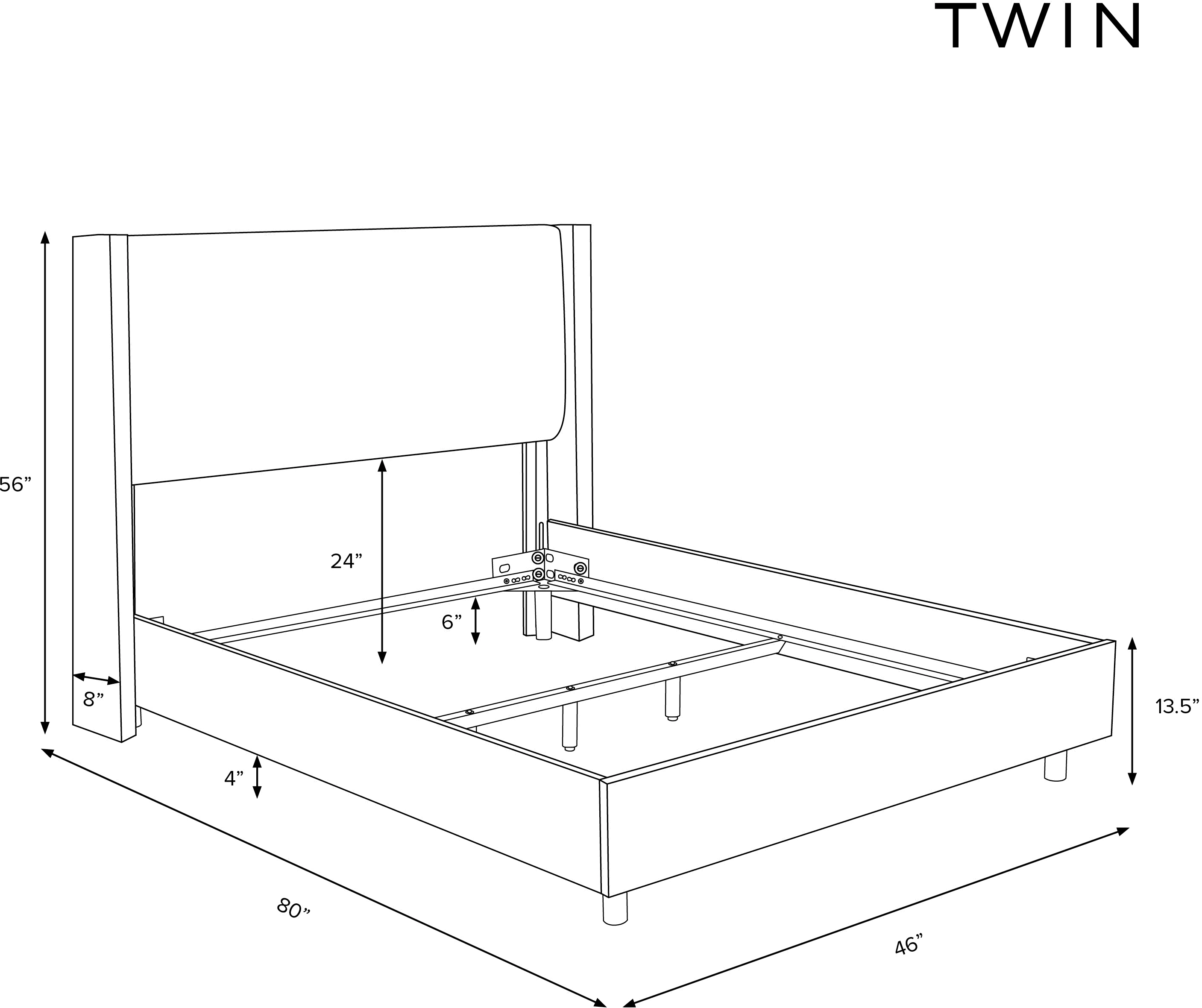 500BEDIKDCR Penelope Black Dot Straight Wingback Twin Bed - Skyline Furniture-6