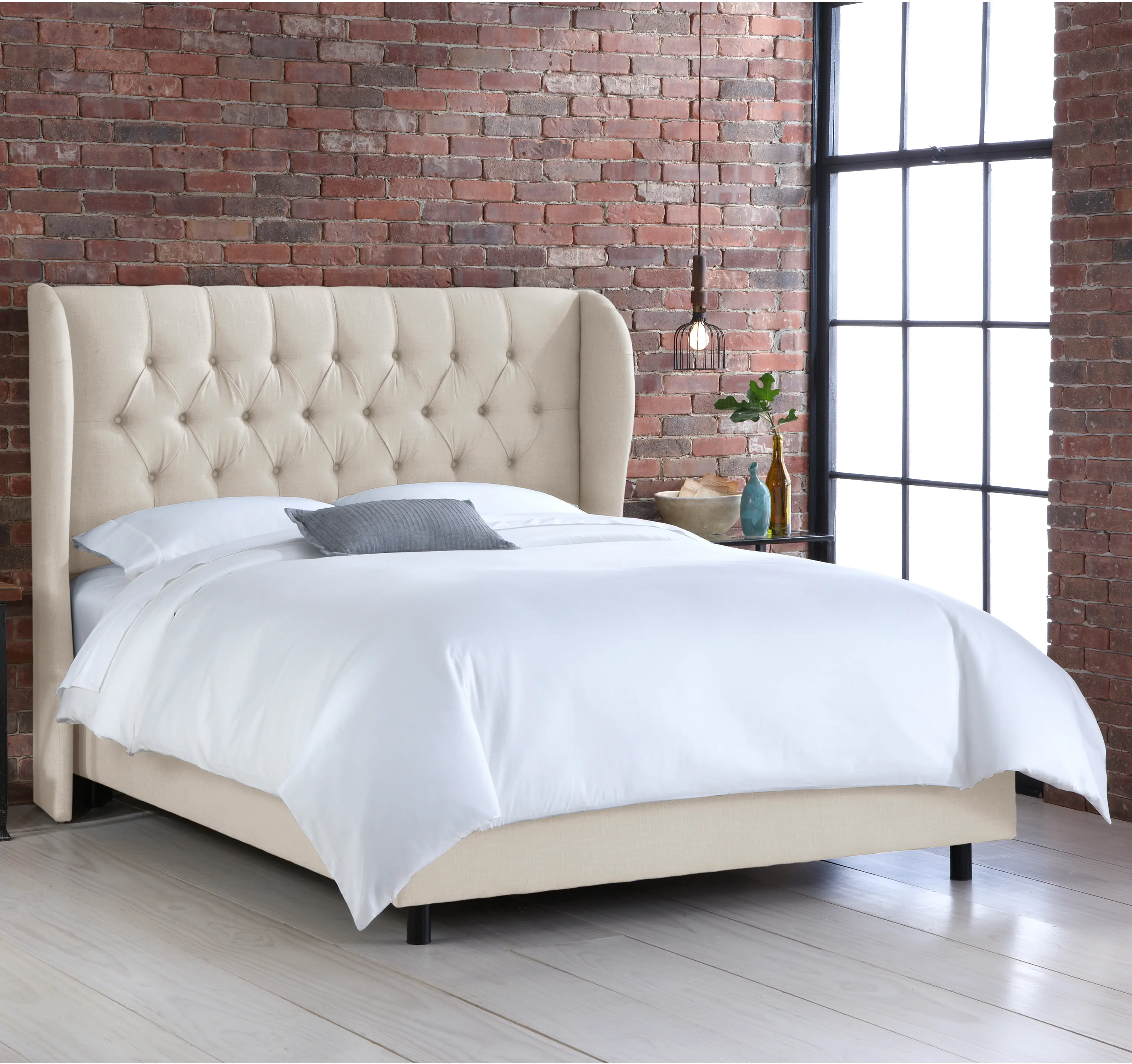 410BEDLNNTLC Izzy Cream Sloped Wingback Twin Bed - Skyline Furniture-2
