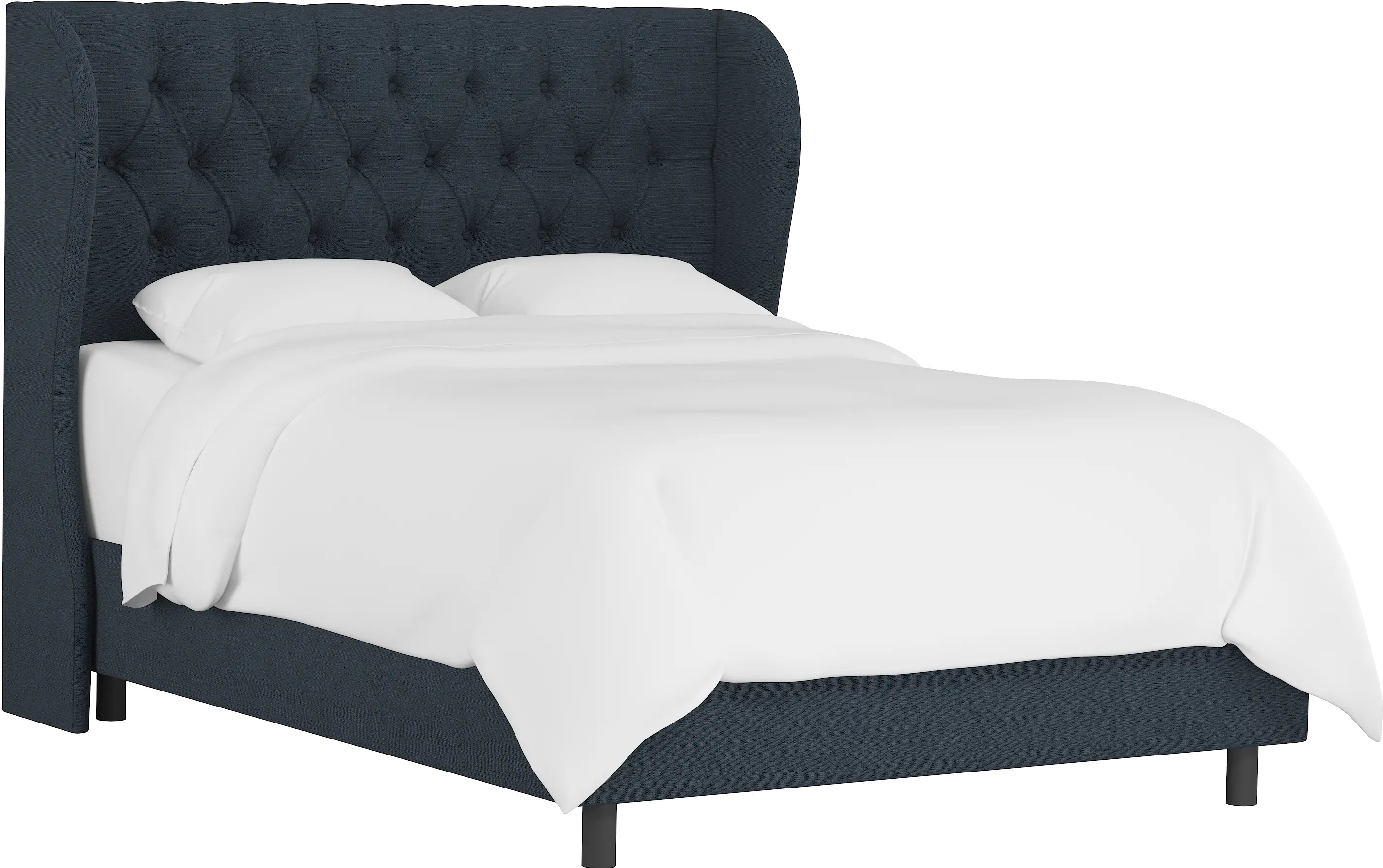 412BEDLNNNV Izzy Navy Sloped Wingback Queen Bed - Skyline Furniture-1
