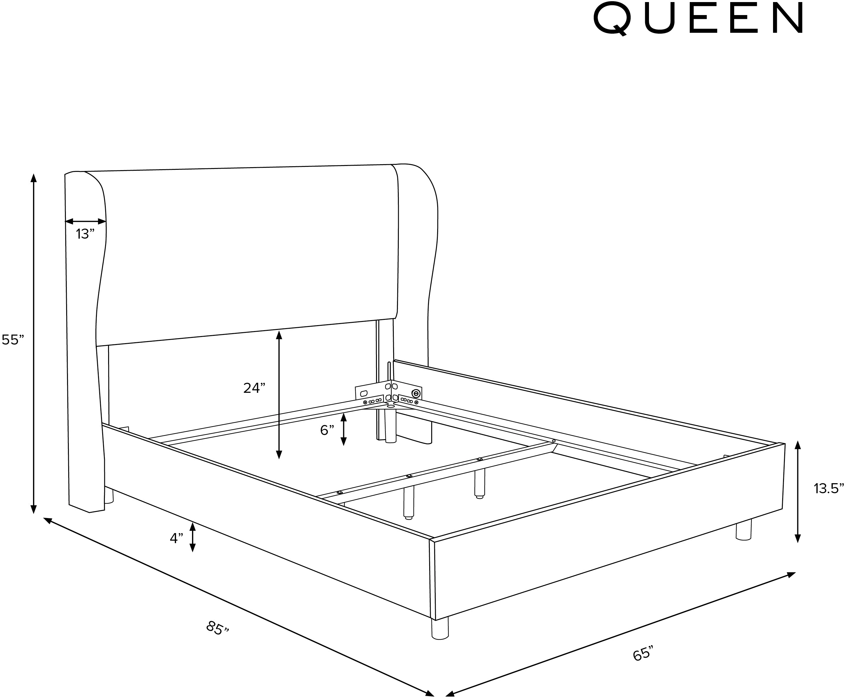 412BEDLNNNV Izzy Navy Sloped Wingback Queen Bed - Skyline Furniture-7