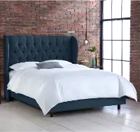 411BEDLNNNV Izzy Navy Sloped Wingback Full Bed - Skyline Furniture