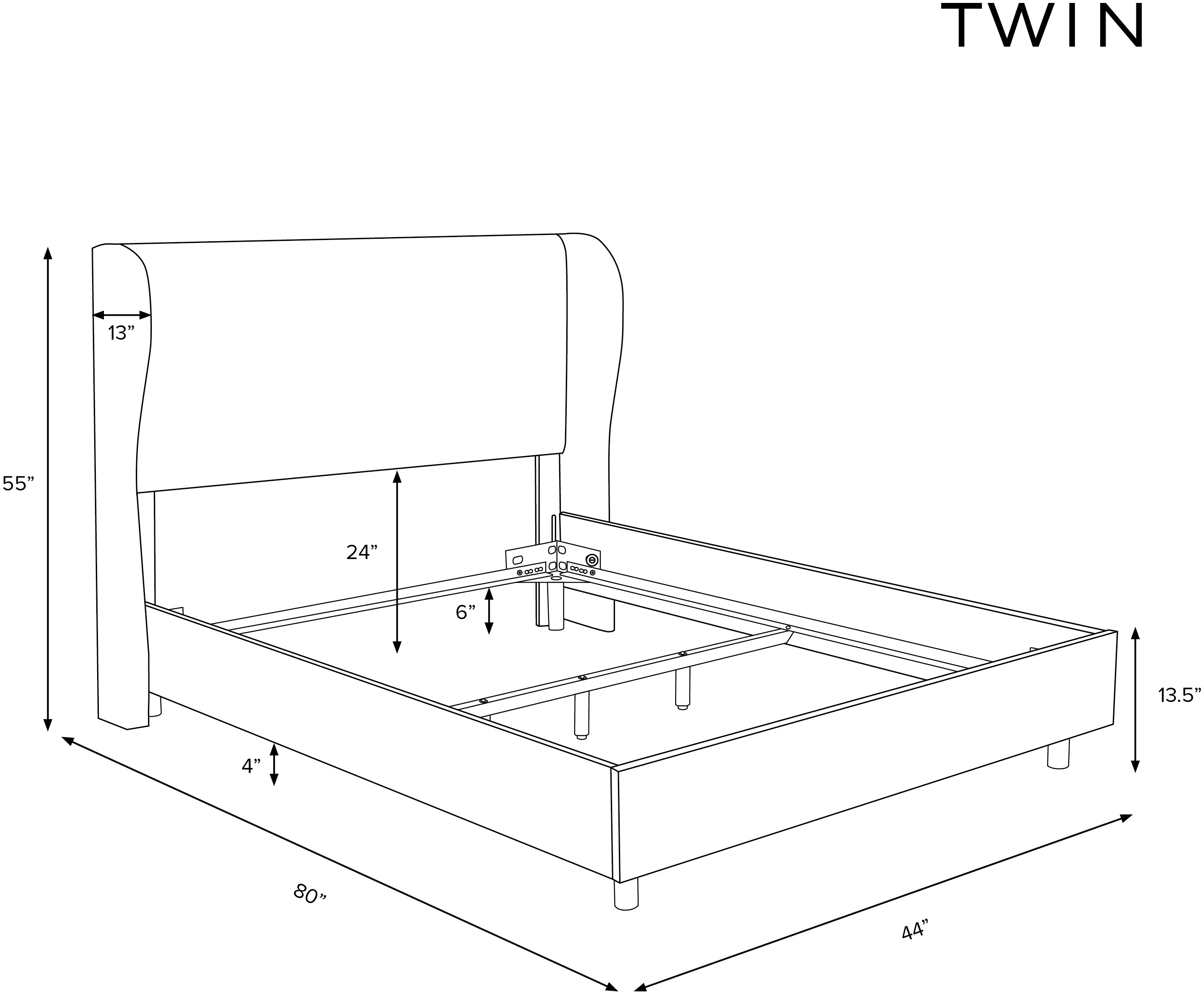 410BEDLNNNV Izzy Navy Sloped Wingback Twin Bed - Skyline Furniture-7