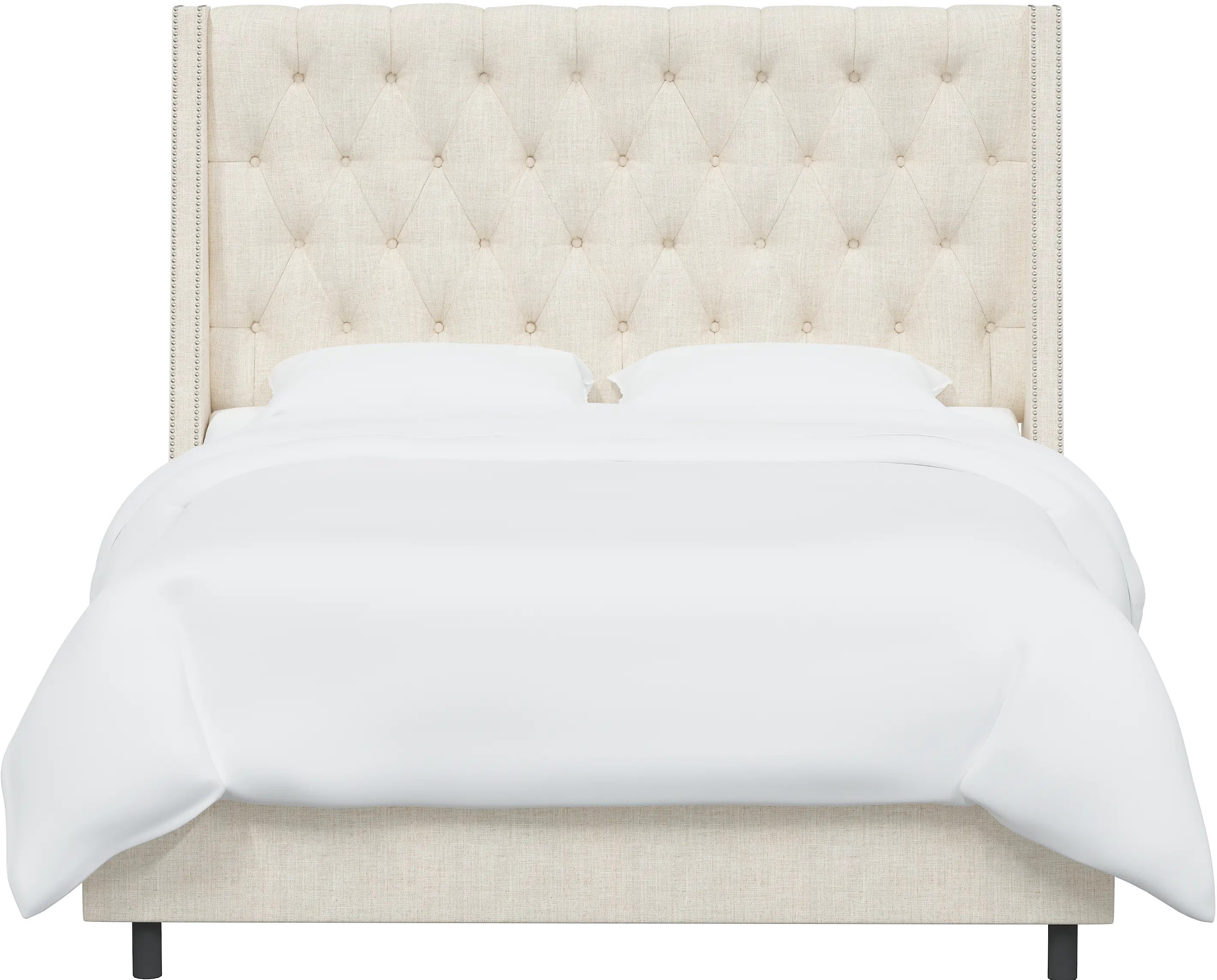 121NBBED-PWLNNTLC Riley Cream Flared Wingback Full Bed - Skyline Furniture-1