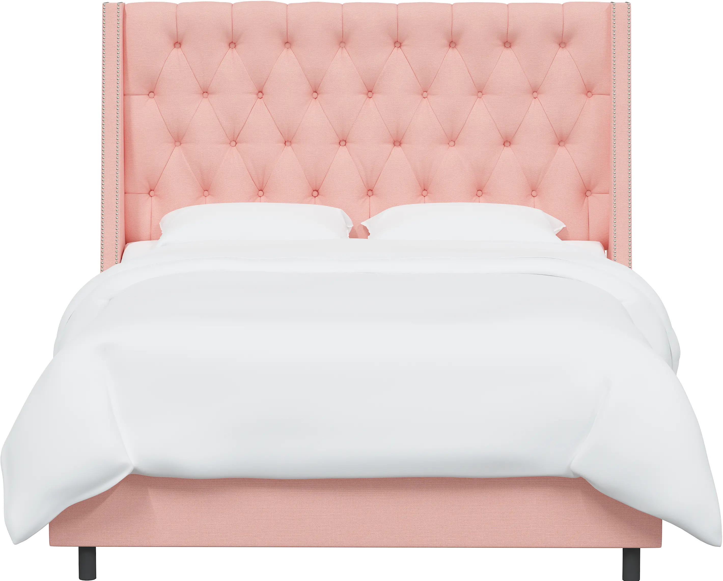 123NBBED-PWLNNPTL Riley Pink Flared Wingback King Bed - Skyline Furniture-1