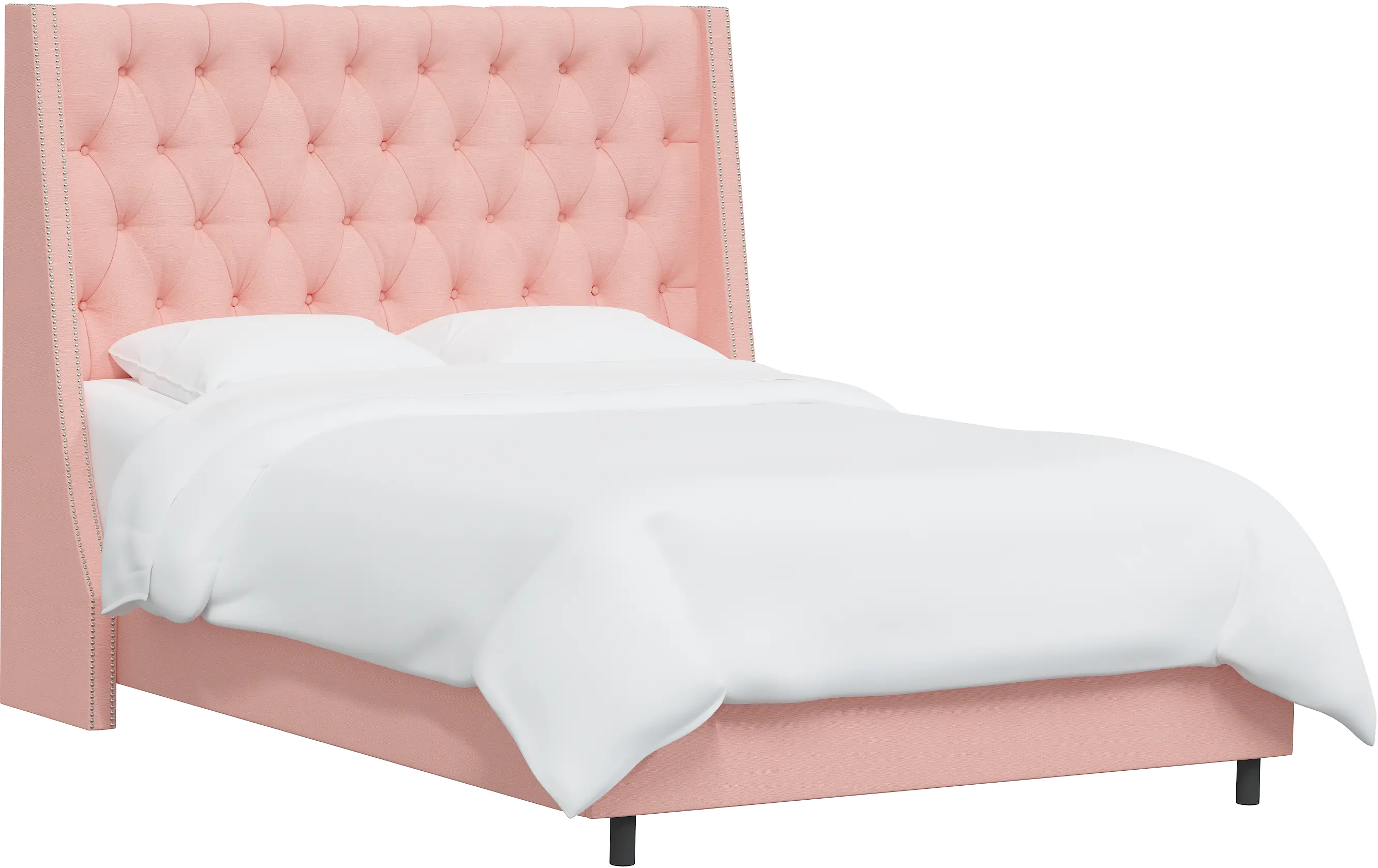 123NBBED-PWLNNPTL Riley Pink Flared Wingback King Bed - Skyline Furniture-3
