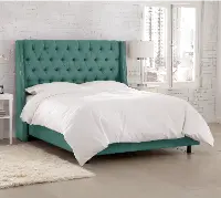 121NBBED-PWLNNLGN Riley Teal Flared  Wingback Full Bed - Skyline Furniture