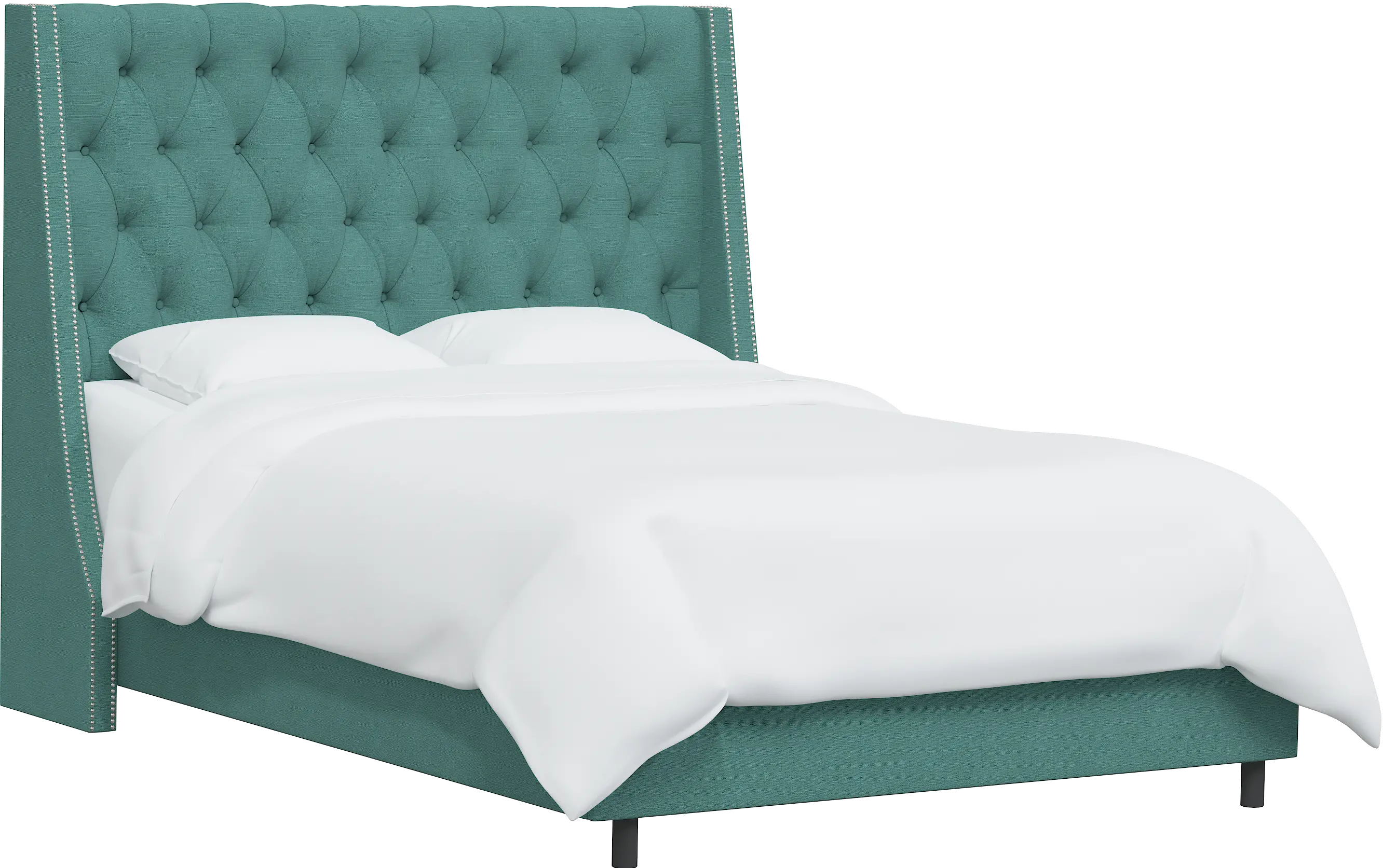 121NBBED-PWLNNLGN Riley Teal Flared  Wingback Full Bed - Skyline Furniture-3