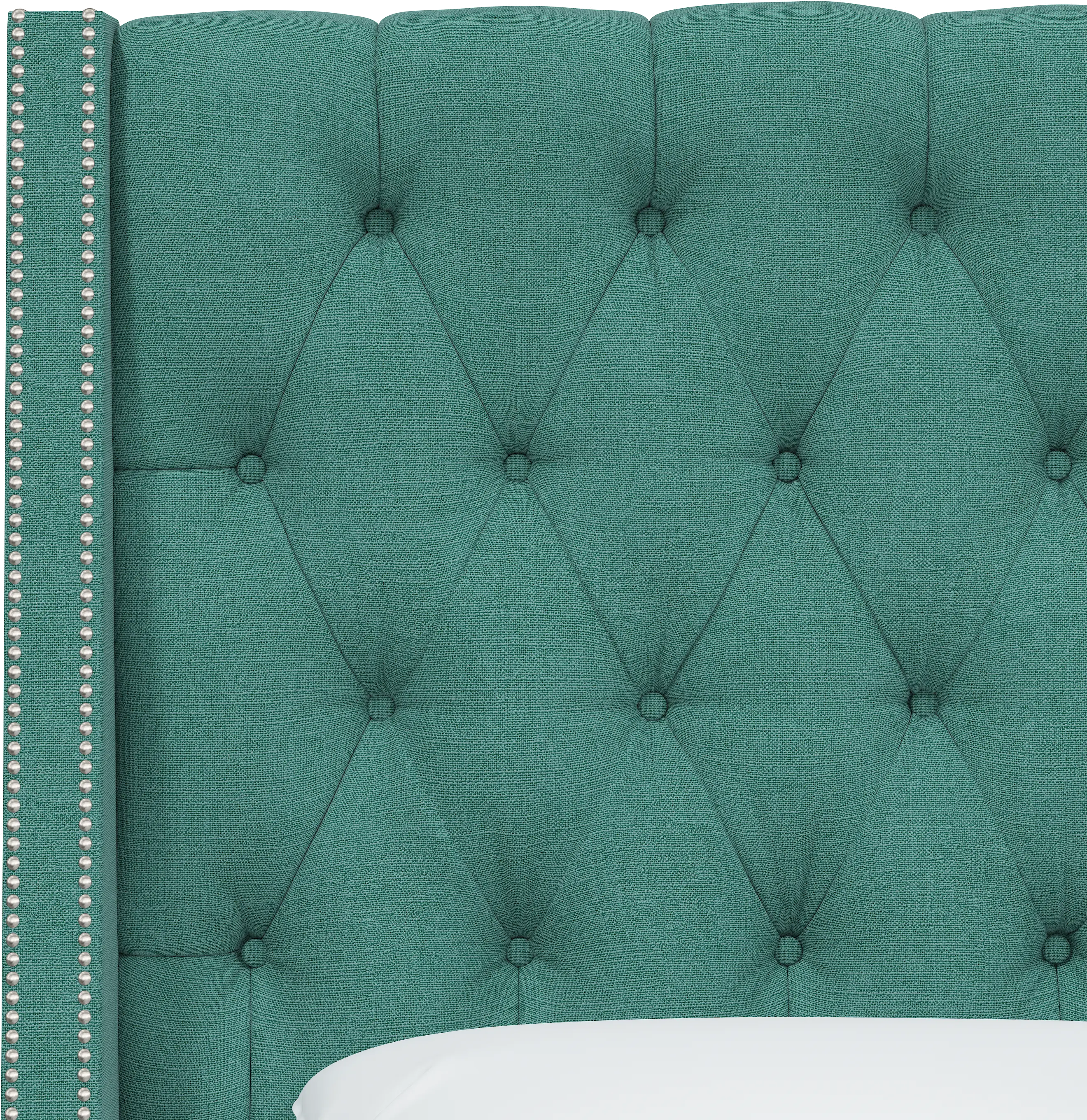 121NBBED-PWLNNLGN Riley Teal Flared  Wingback Full Bed - Skyline Furniture-5