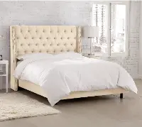 124NBBED-BRLNNLNN Riley Ivory Flared Wingback California King Bed - Skyline Furniture