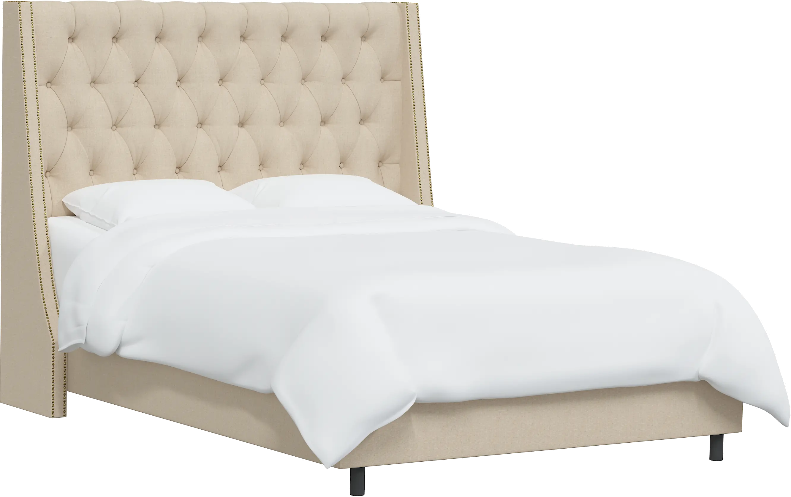 123NBBED-BRLNNLNN Riley Ivory Flared Wingback King Bed - Skyline Furniture-3