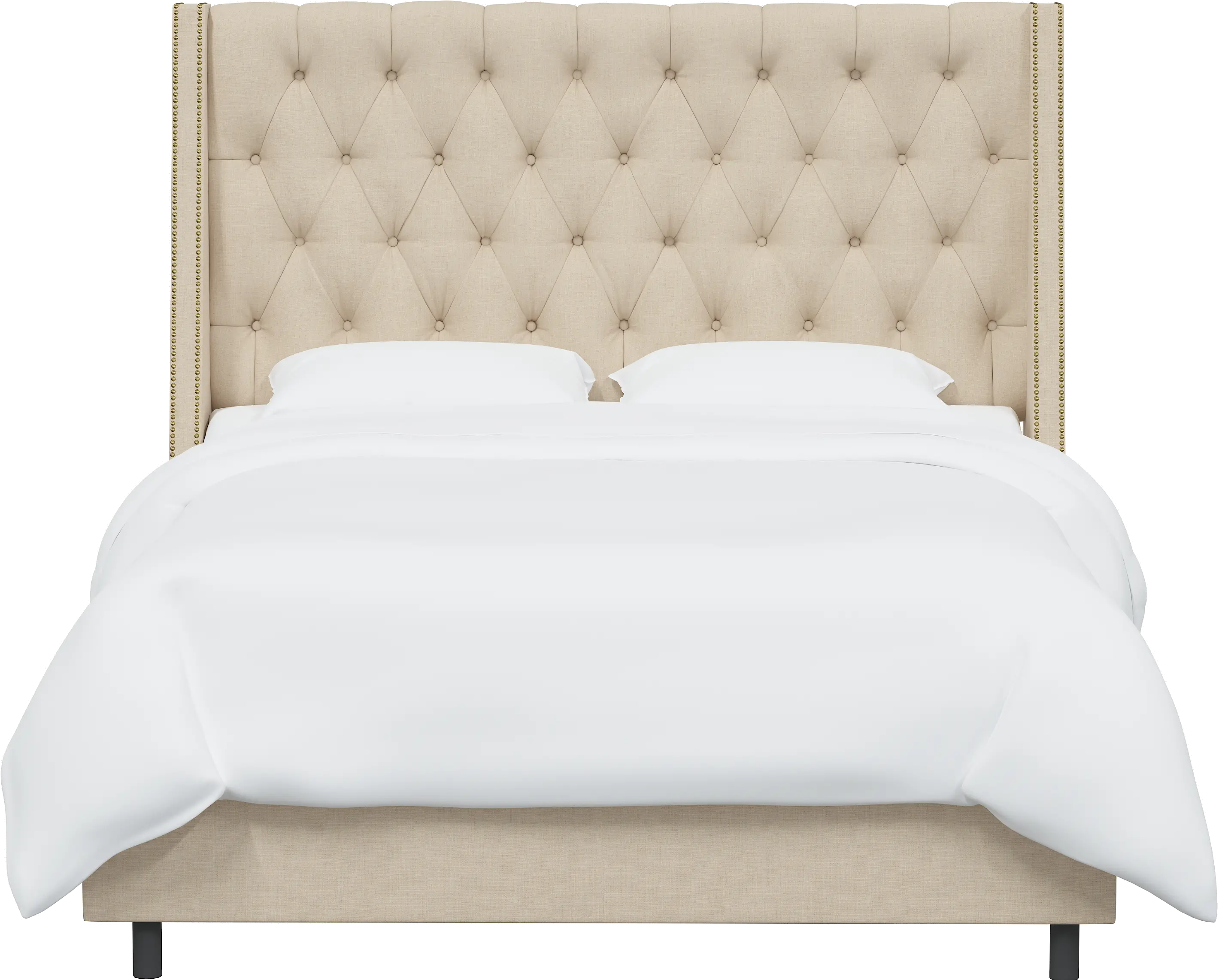 122NBBED-BRLNNLNN Riley Ivory Flared Wingback Queen Bed - Skyline Furniture-1