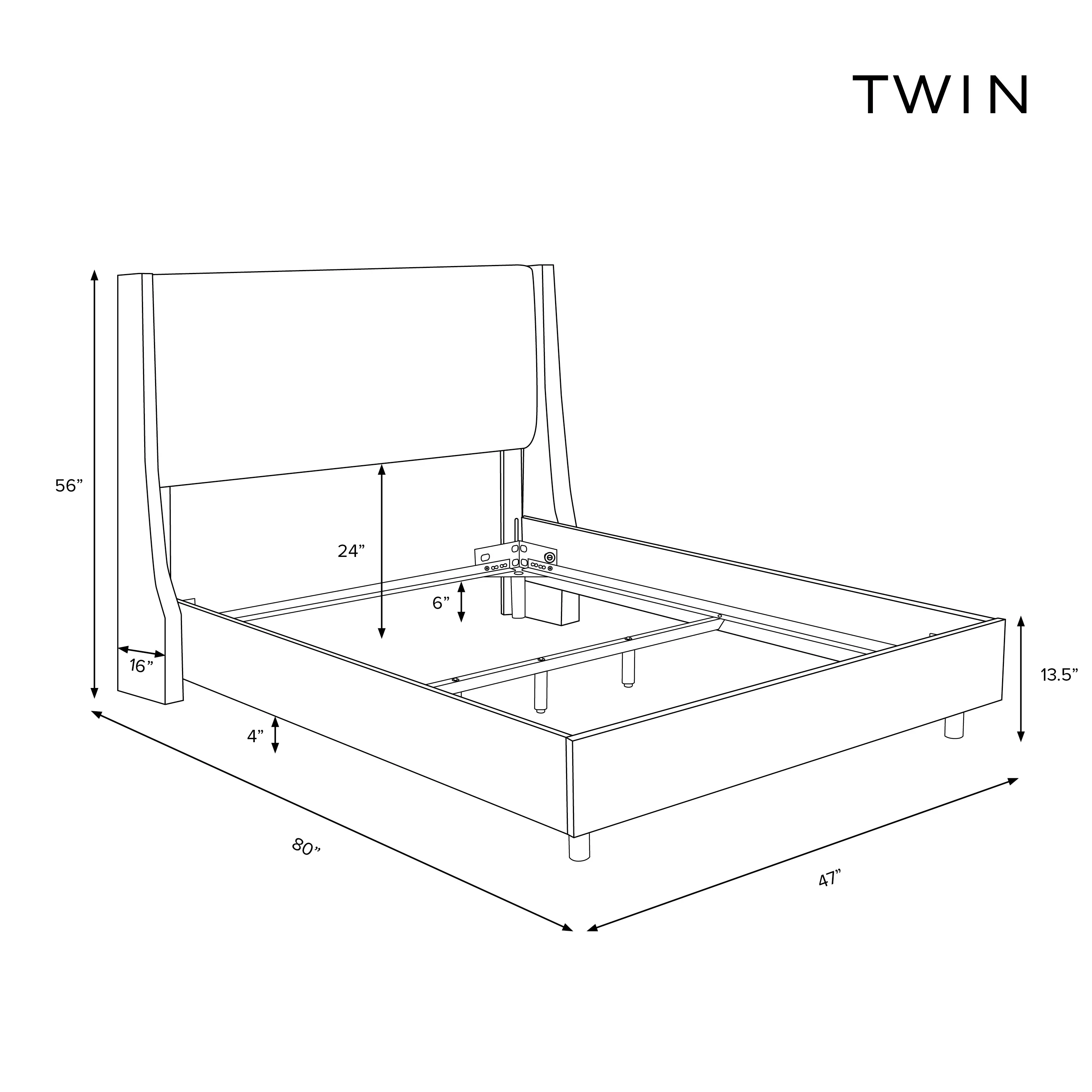 120NBBED-BRLNNLNN Riley Ivory Flared Wingback Twin Bed - Skyline Furniture-8