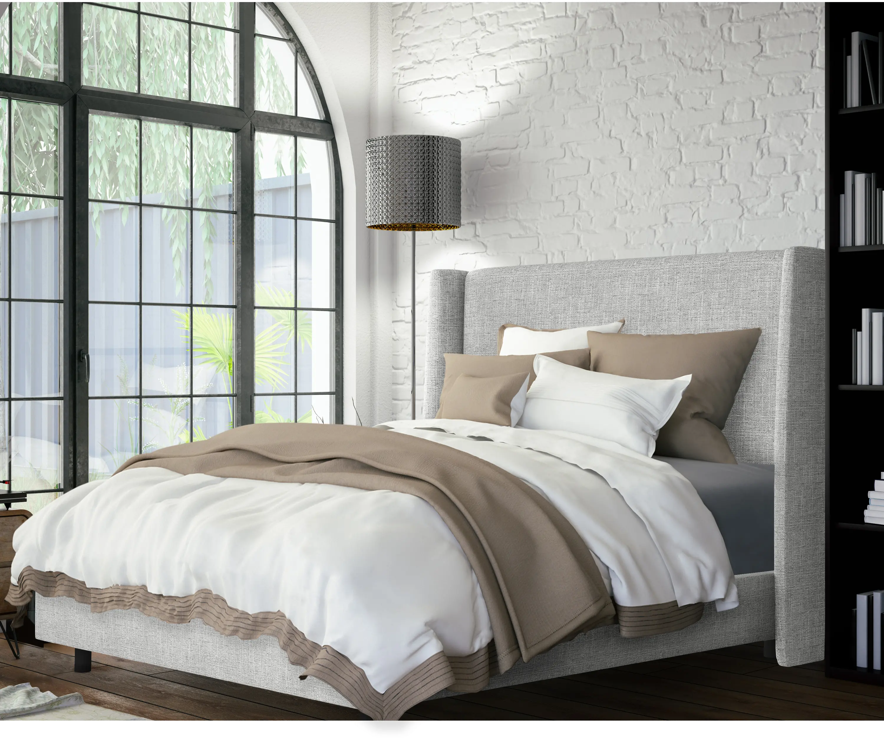 434BEDZMPMC Sasha Gray Curved Wingback California King Bed - Skyline Furniture-2