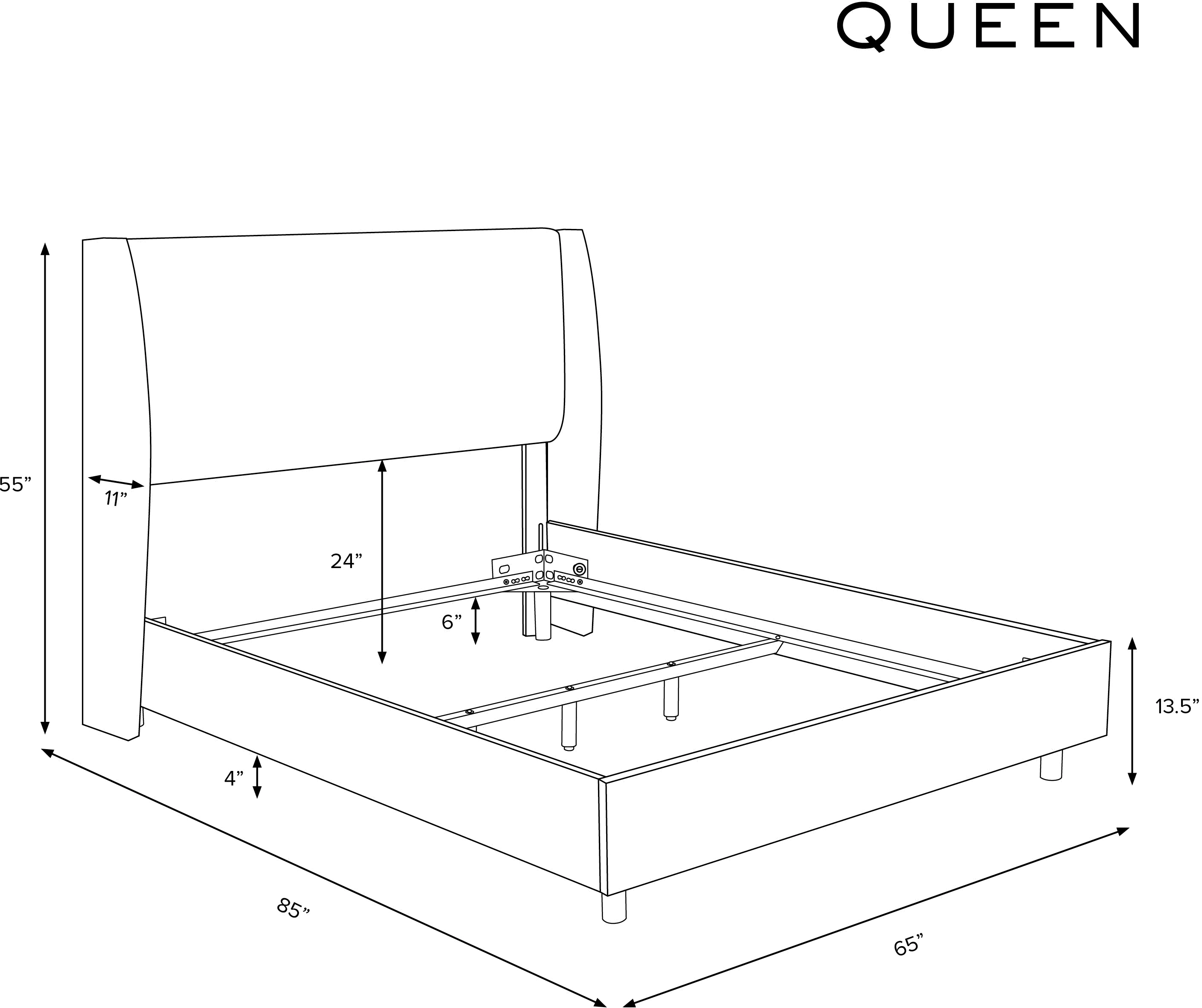 432BEDZMPMC Sasha Gray Curved Wingback Queen Bed - Skyline Furniture-7