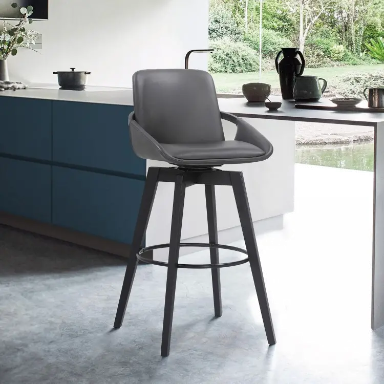 BAYLOR Black and Gray Swivel Counter Height Stool - Baylor-2