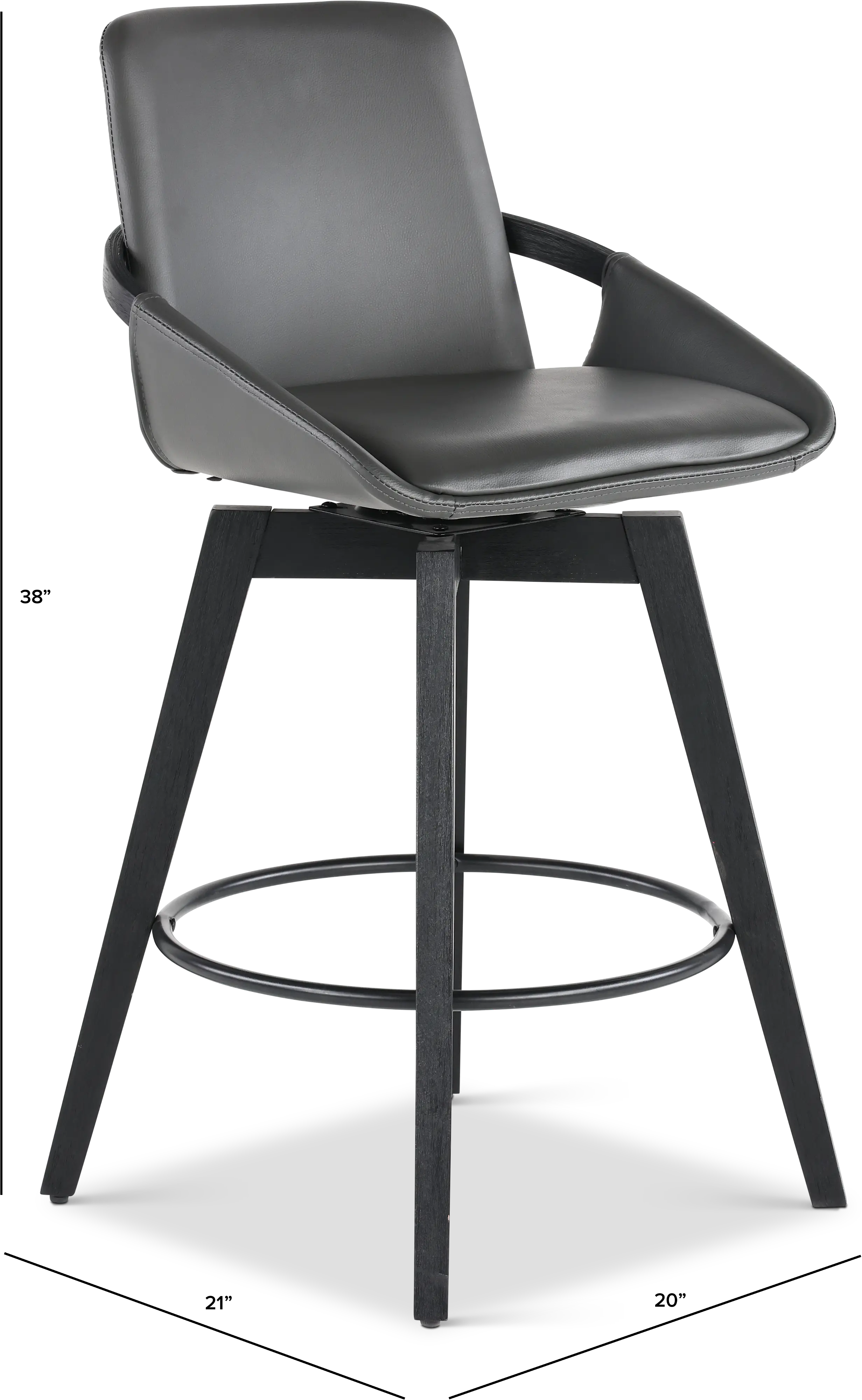 BAYLOR Black and Gray Swivel Counter Height Stool - Baylor-3
