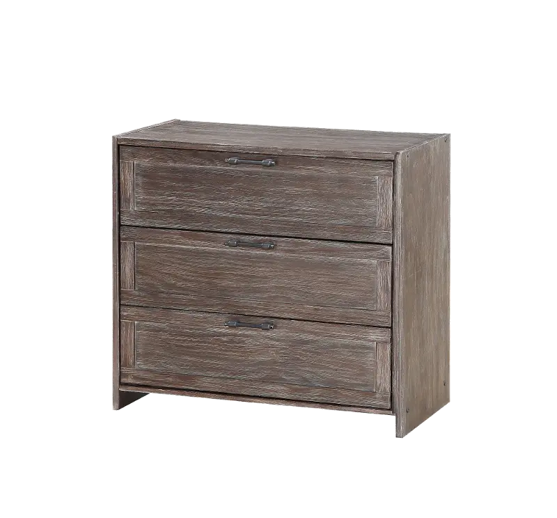Farmhouse Brushed Brown 3 Drawer Chest - Barn Door