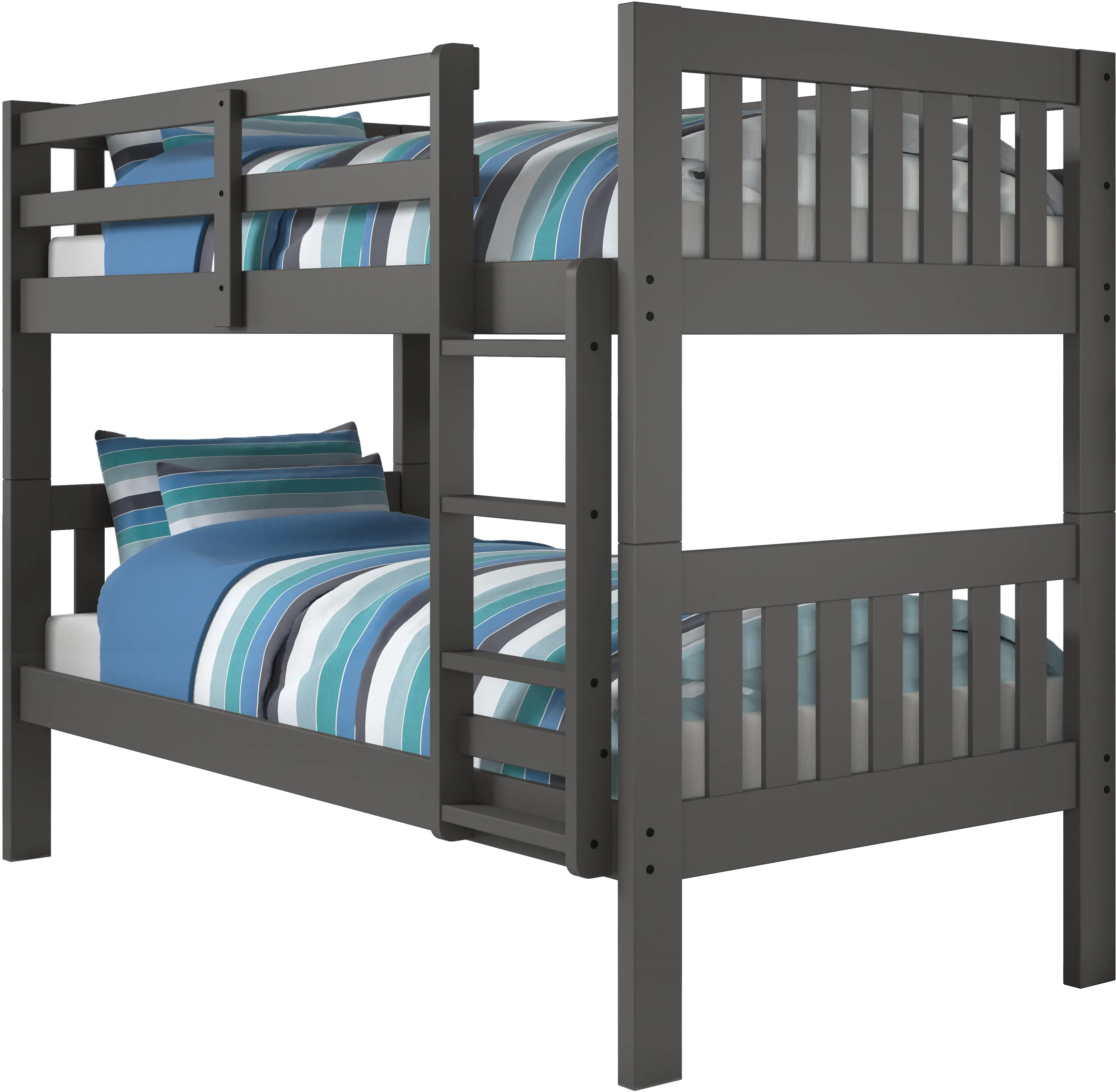 Classic Gray Twin over Twin Bunk Bed - Mission-1