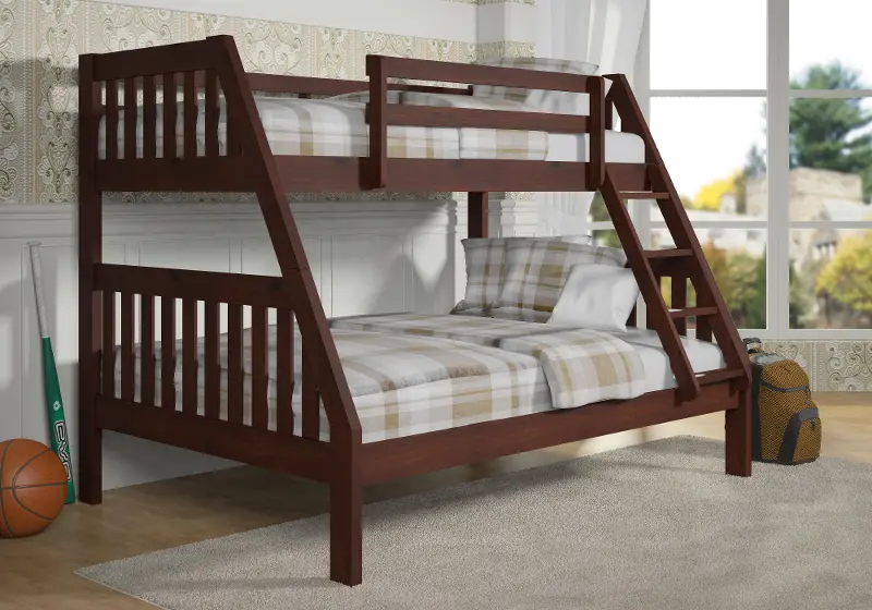Classic Brown Twin over Full Bunk Bed - Mission