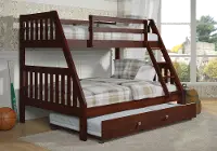 Classic Brown Twin over Full Bunk Bed with Trundle - Mission