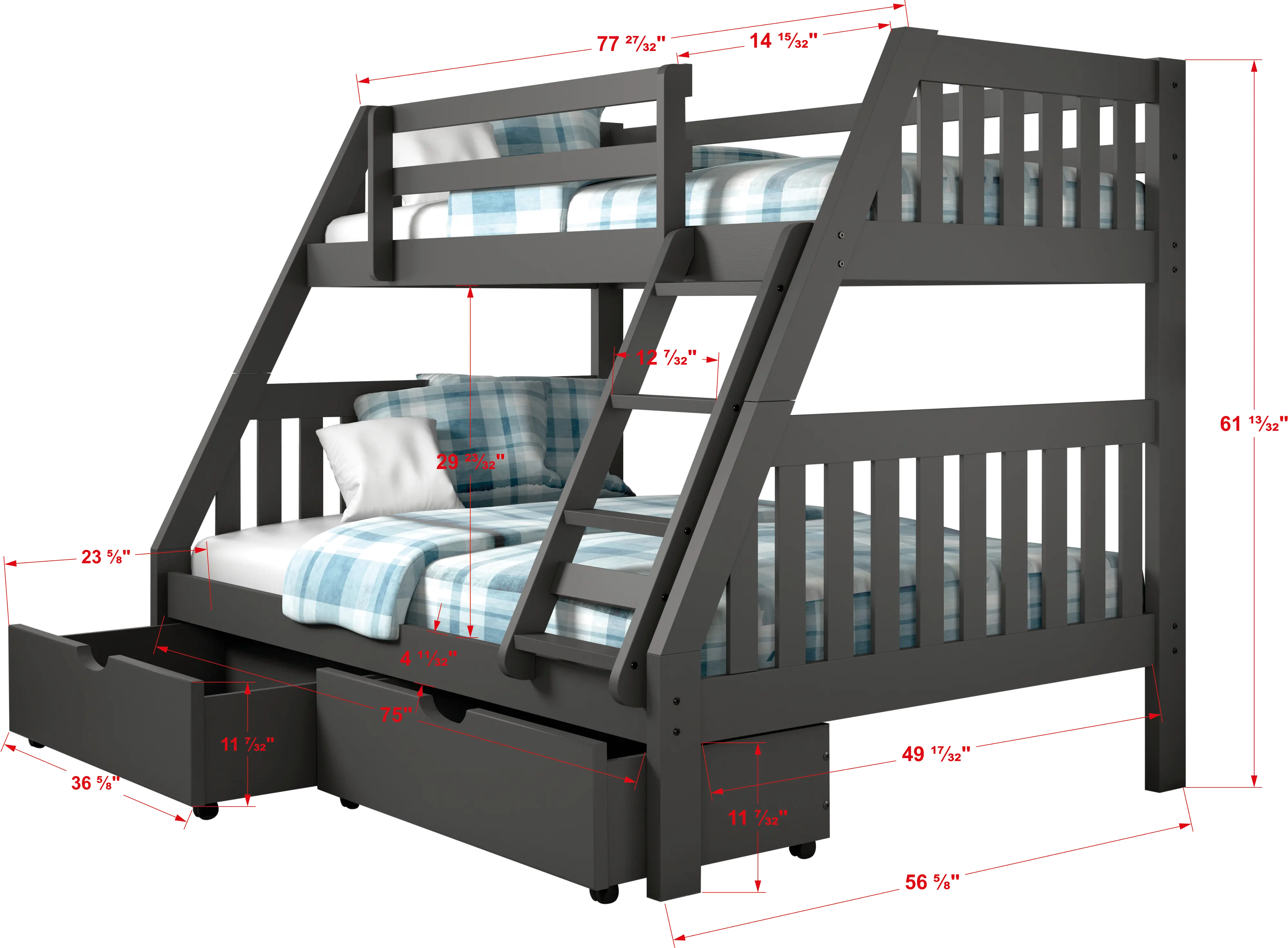 Mission Gray Twin over Full Bunk Bed-7