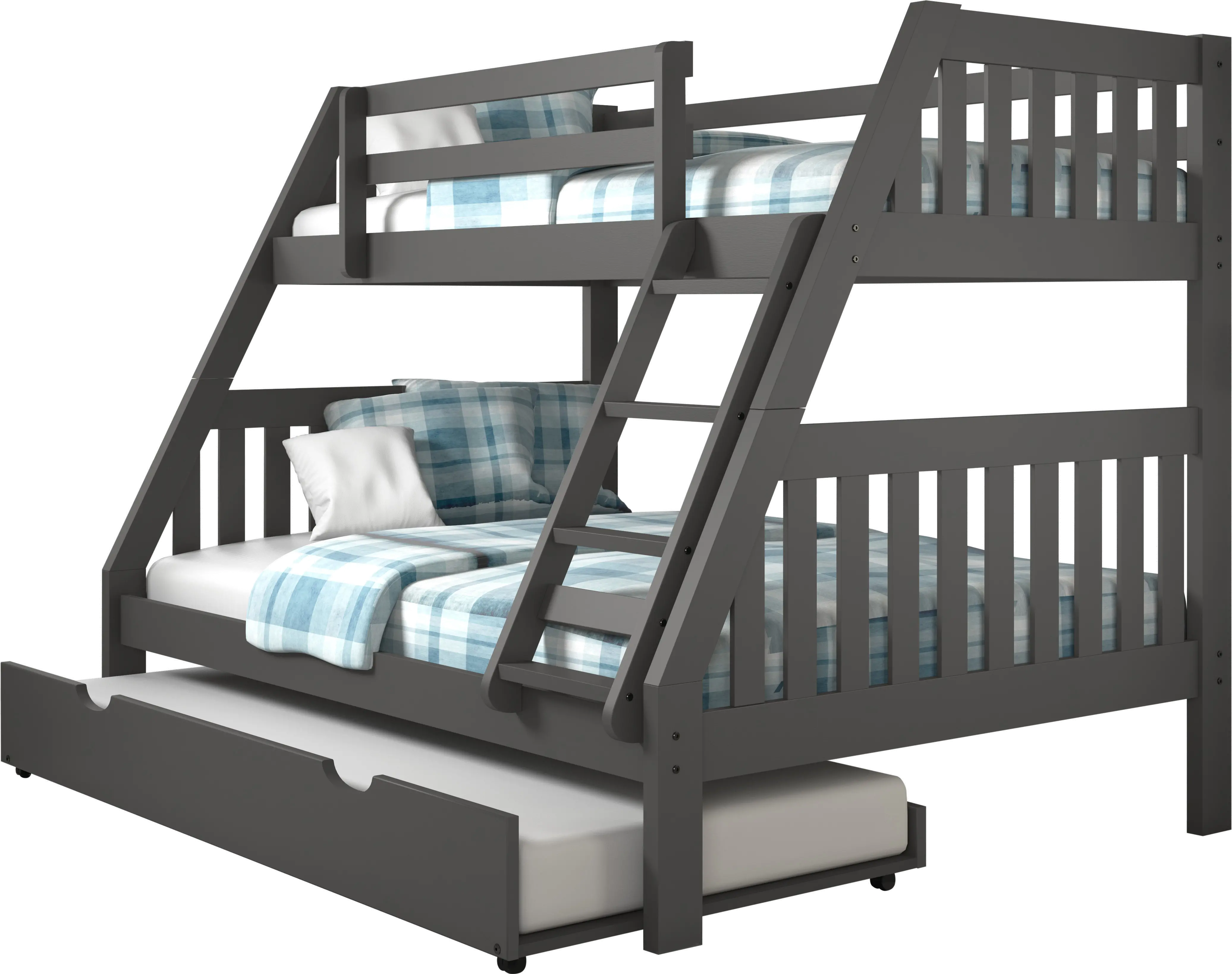 Mission Gray Twin over Full Bunk Bed with Trundle-1