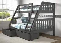 Gray Twin over Full Bunk Bed with Storage Drawers - Mission