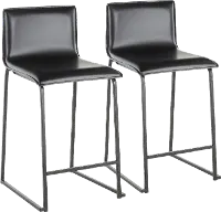 B26-MARAUP BKBK2 Black Upholstered Counter Height Stool (Set of 2) - Mara